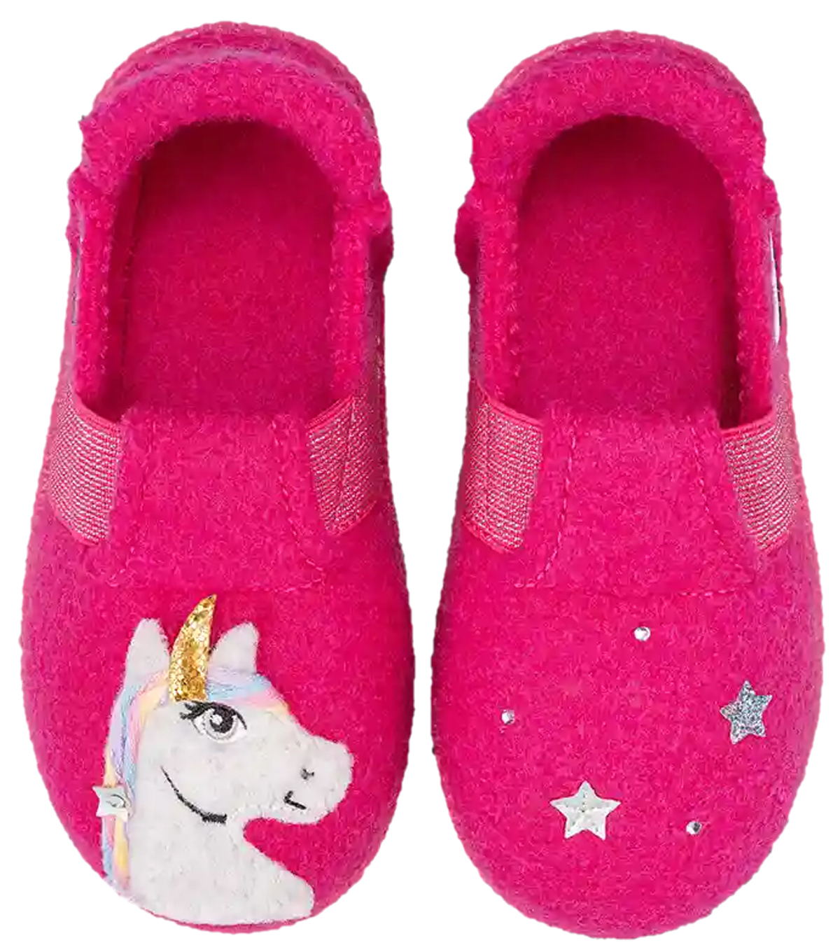 Schlupf - Hausschuhe aus Wolle, TPR Sohle von NANGA * Einhorn / Unicorn 2.0 in Pink *