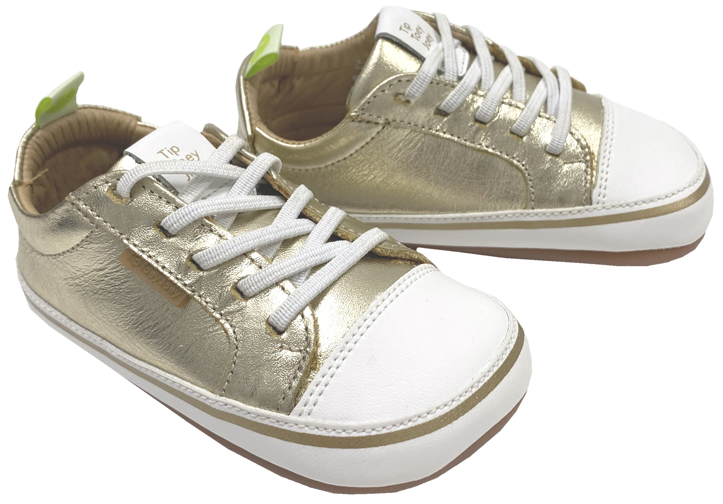 Knautschiger Lederschuh mit Minimalsohle aus Gummi Barfußsneaker *FUNKY* in Gold von TIP TOEY JOEY