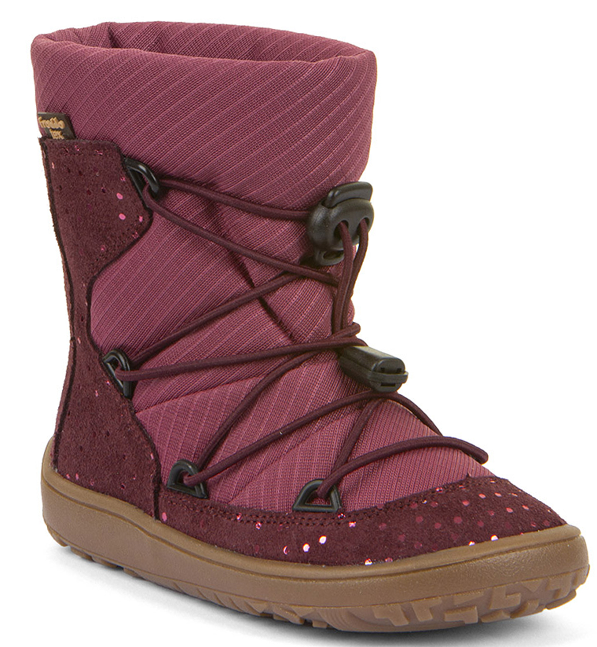 Winterstiefel /Barfußstiefel, Schurwollfutter & TEX Membran v. FRODDO in Bordeaux Glitzer G3160251
