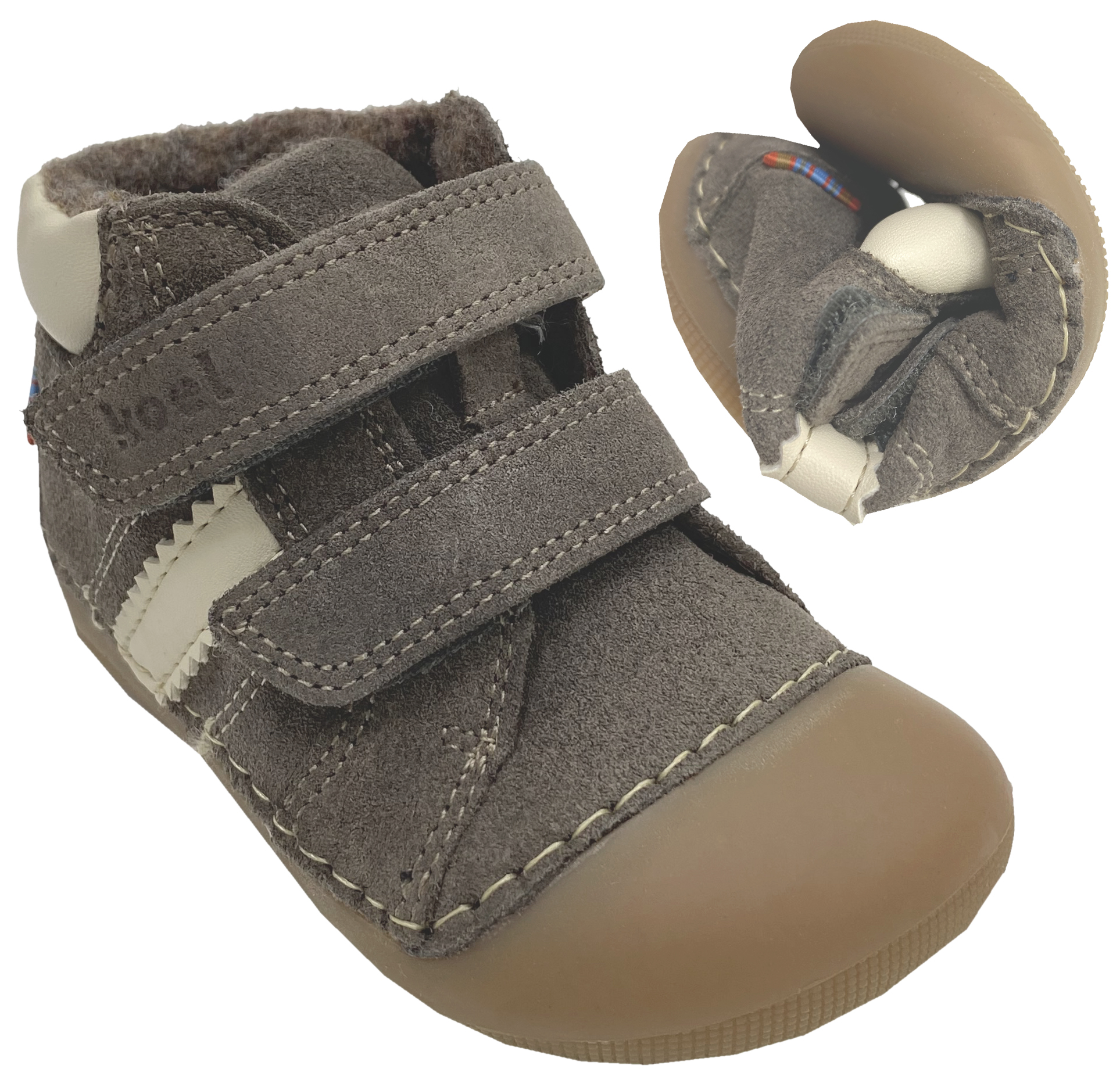 Knautschige Barfußschuhe AUSTIN in Taupe Suedeleder & Wollfutter KOEL Barefoot  09M017.305