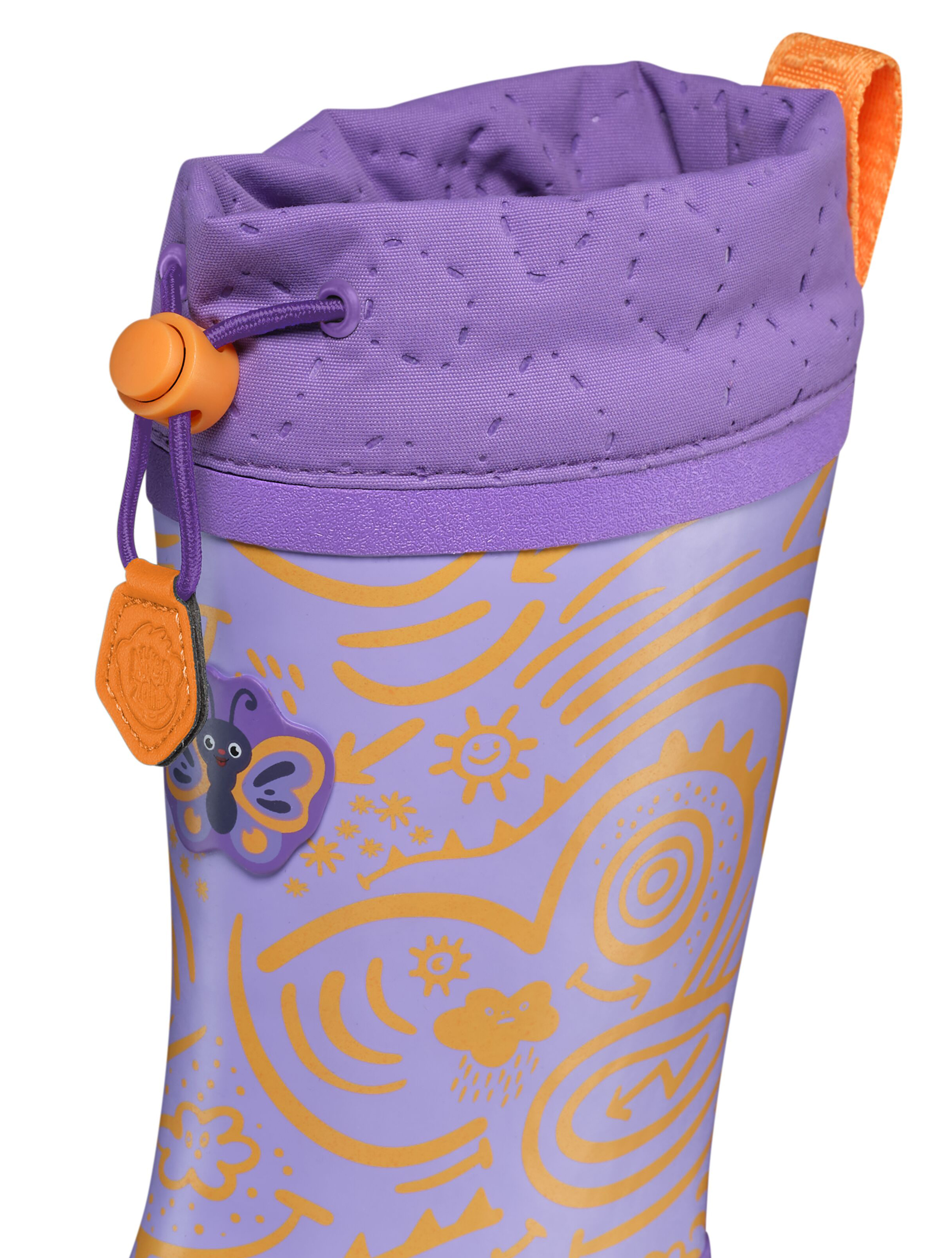 Barfuß Gummistiefel mit Warmfutter von AFFENZAHN * Vegan Puddly *  Schmetterling in Purple / Lila