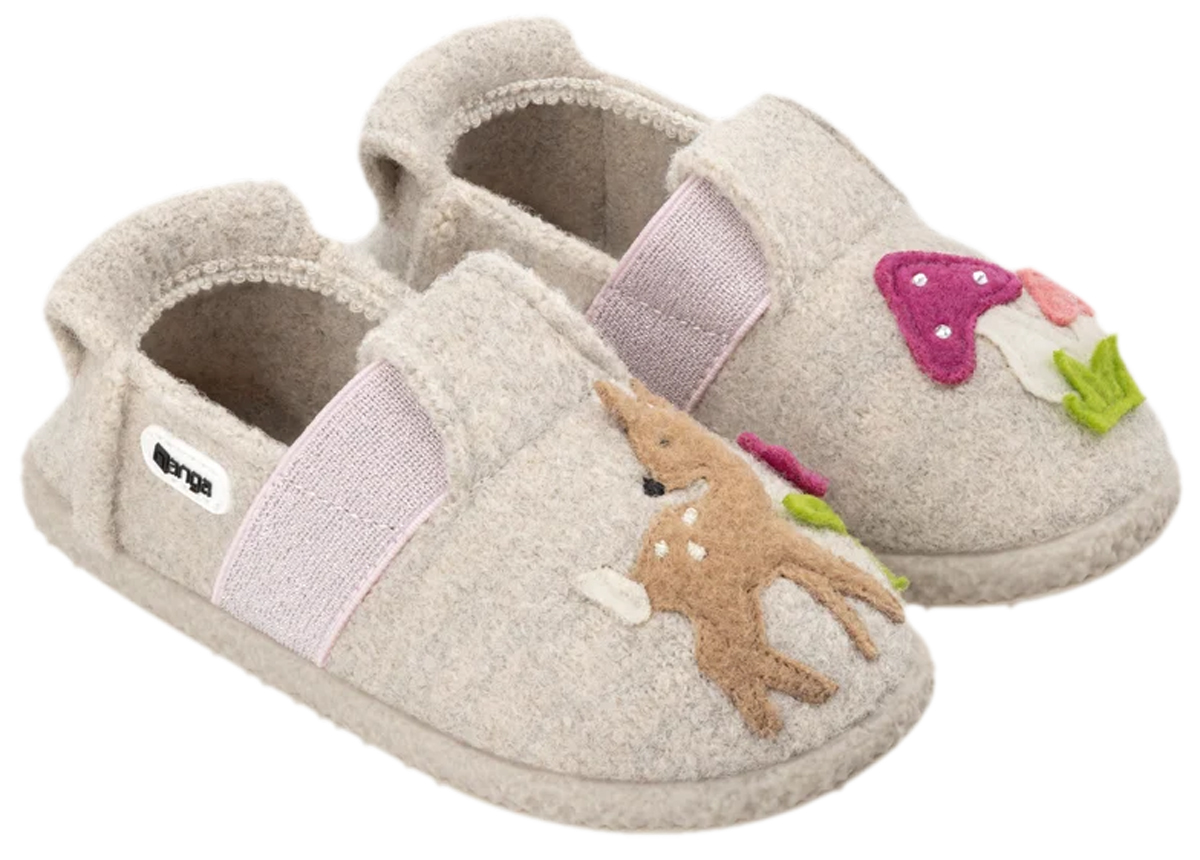 Schlupf - Hausschuhe aus Wolle, TPR Sohle von NANGA * Bambis 2.0 in Offwhite / Beige *