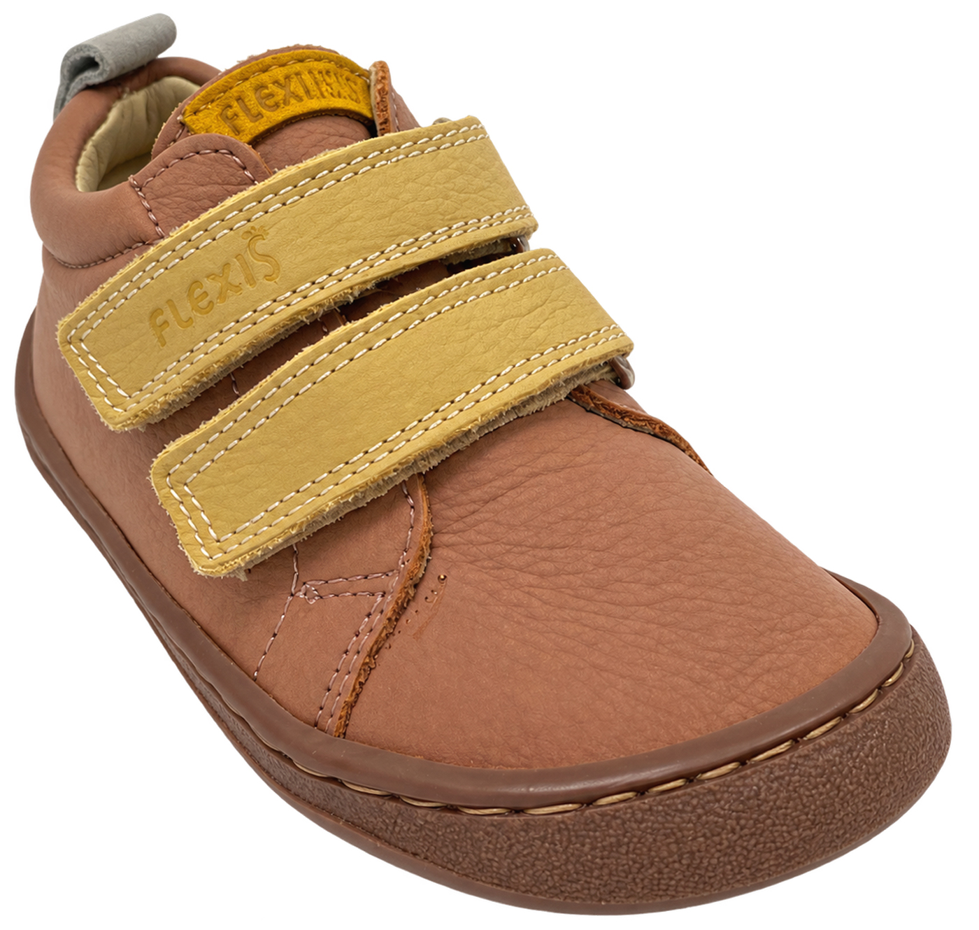 Barfußschuhe aus weichem Leder Knöchelhoch von FLEXI NENS in Caramel Rose / Mustard 9010-R