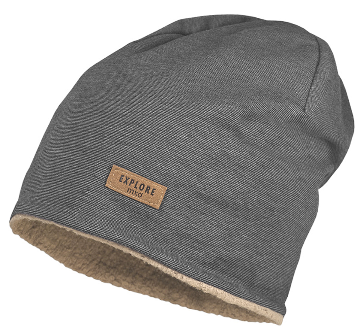 Gefüttertes Beanie in 48 Blau/ Beige Melange GOTS zert. BW von MAXIMO 144700