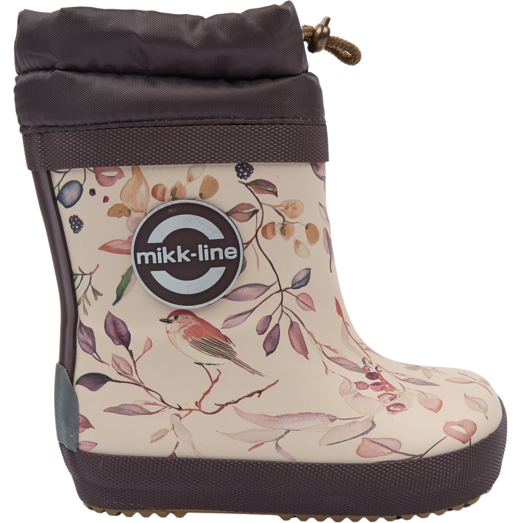 Barfuß Gummistiefel Winterfutter Wollmix in Ecru Bordeaux gemustert von MIKK LINE