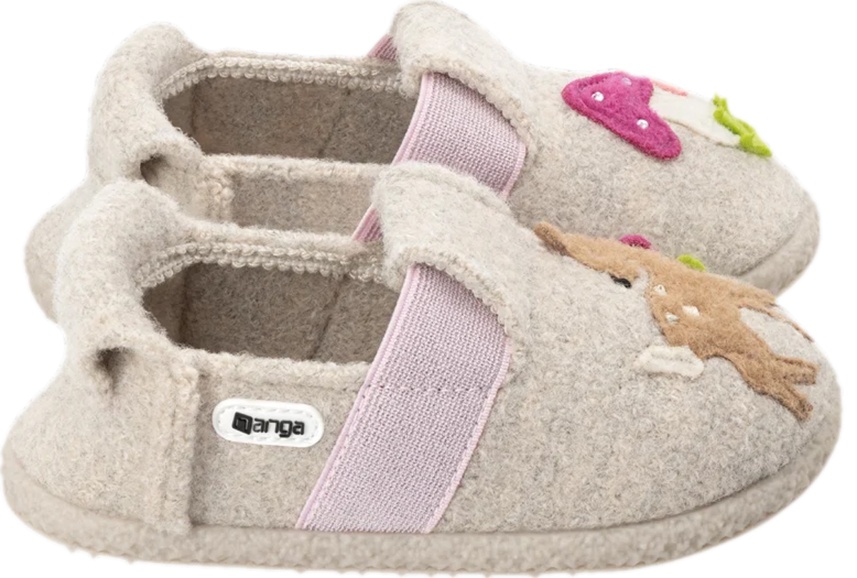 Schlupf - Hausschuhe aus Wolle, TPR Sohle von NANGA * Bambis 2.0 in Offwhite / Beige *