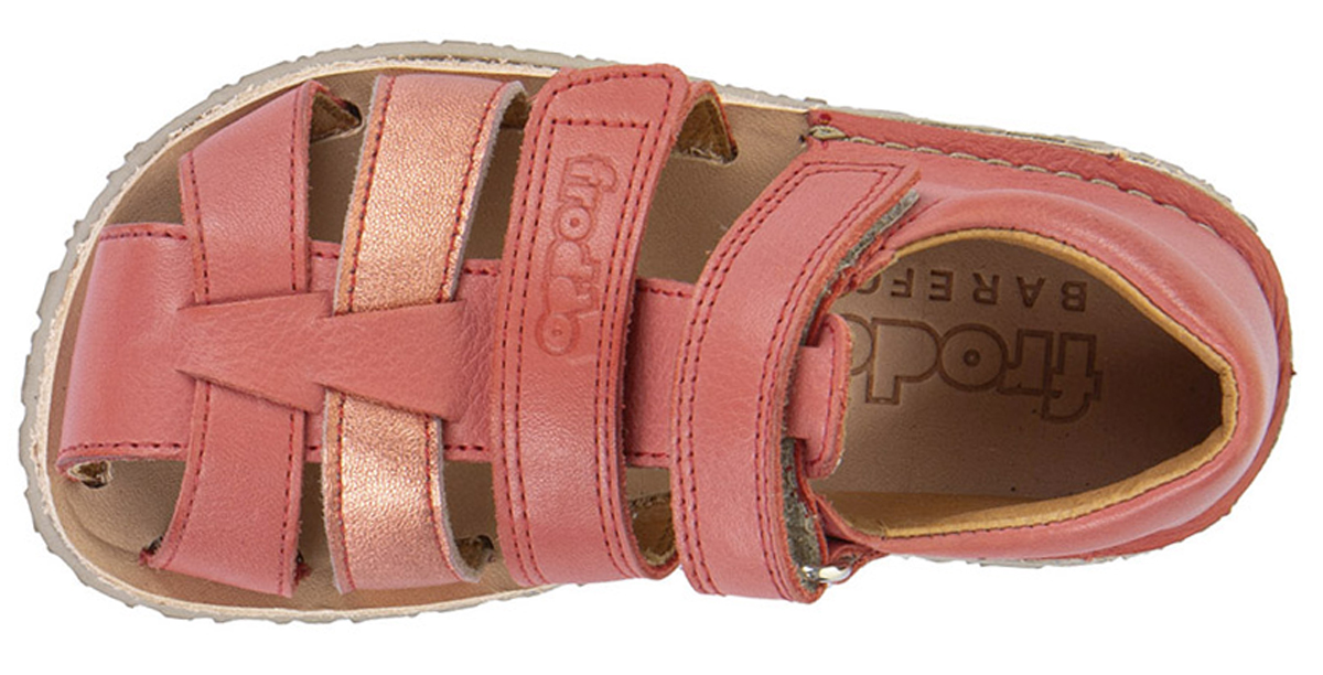 Leder Barfußsandalen, Fersenschutz & Zehenschutz, Coral Glitzer von FRODDO Flexy G3150283