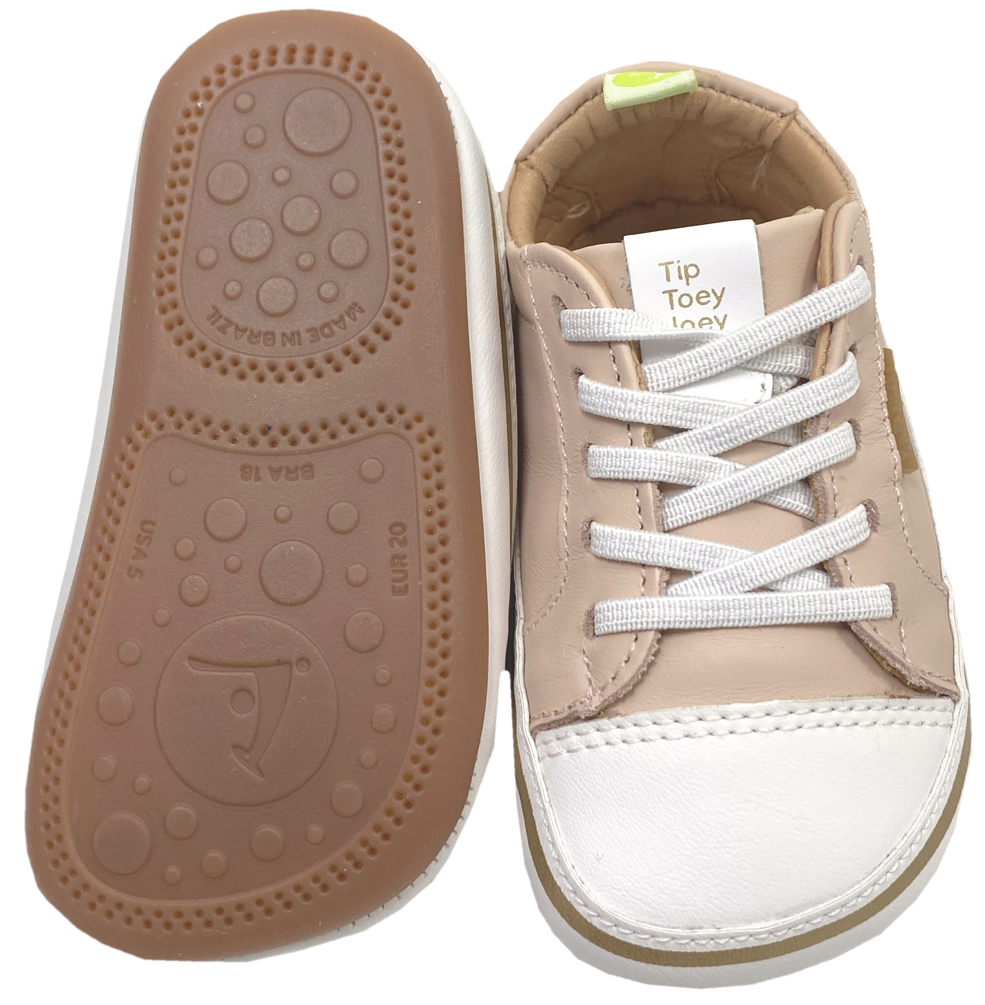 Knautschiger Lederschuh mit Minimalsohle aus Gummi Barfußsneaker *FUNKY* Zart Rosa von TIP TOEY JOEY