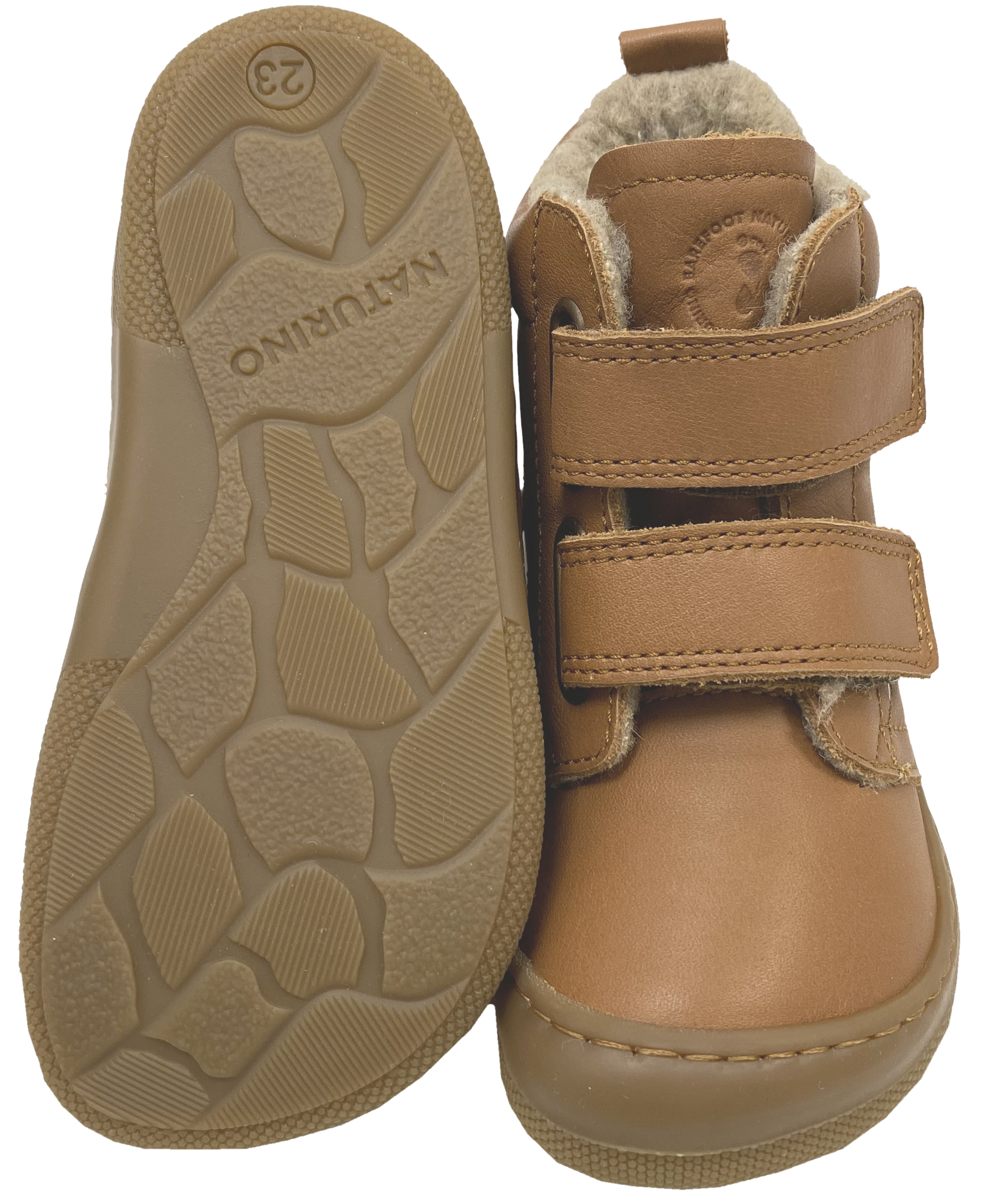 Naturino Barfuß Winterstiefel Nappa Leder *WIGGHI* m. Wollfutter in Cognac