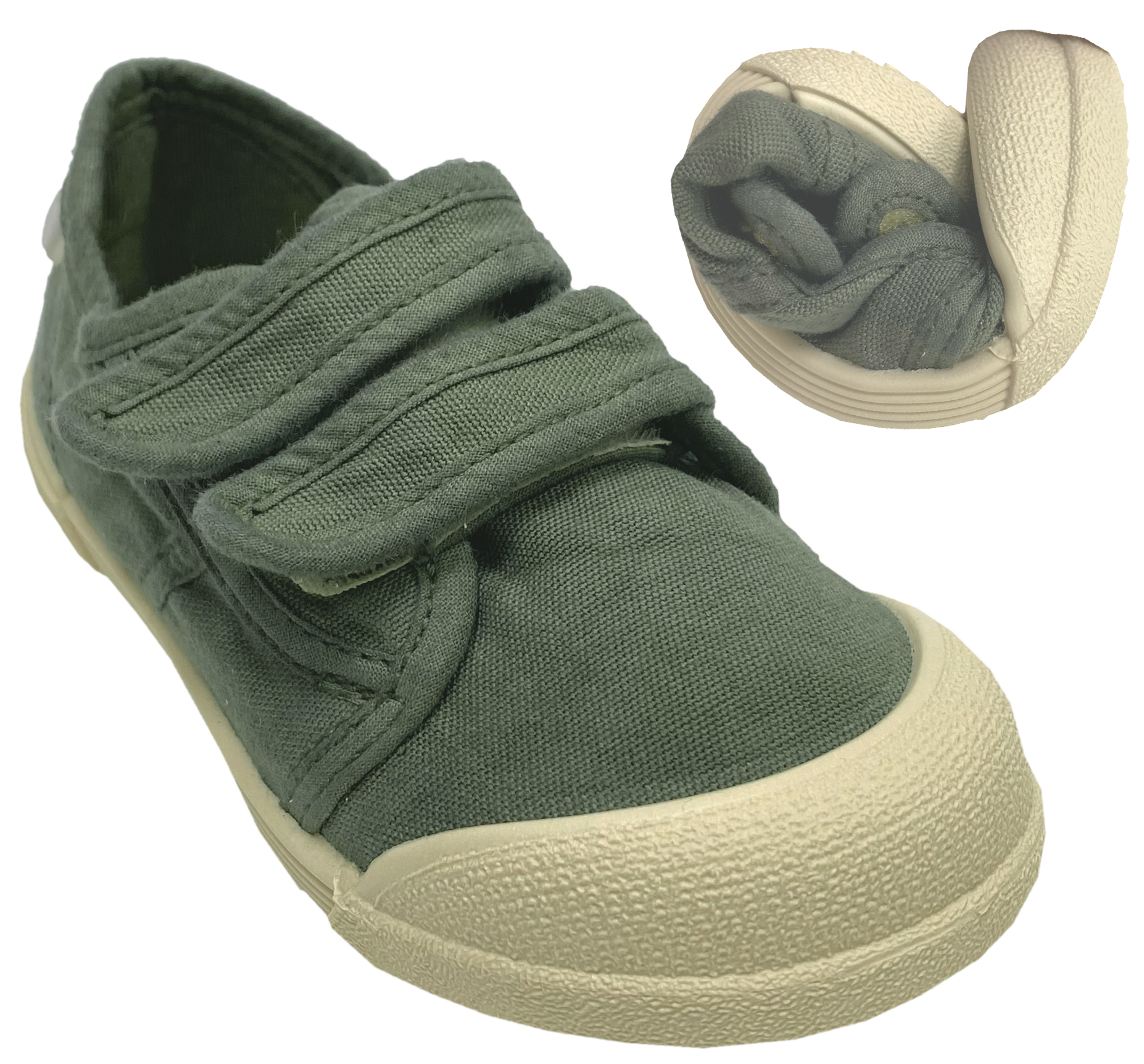 Barfußsneaker aus BW Canvas mit Doppelklett & Gummisohle von IGOR * LONA V * in Khaki