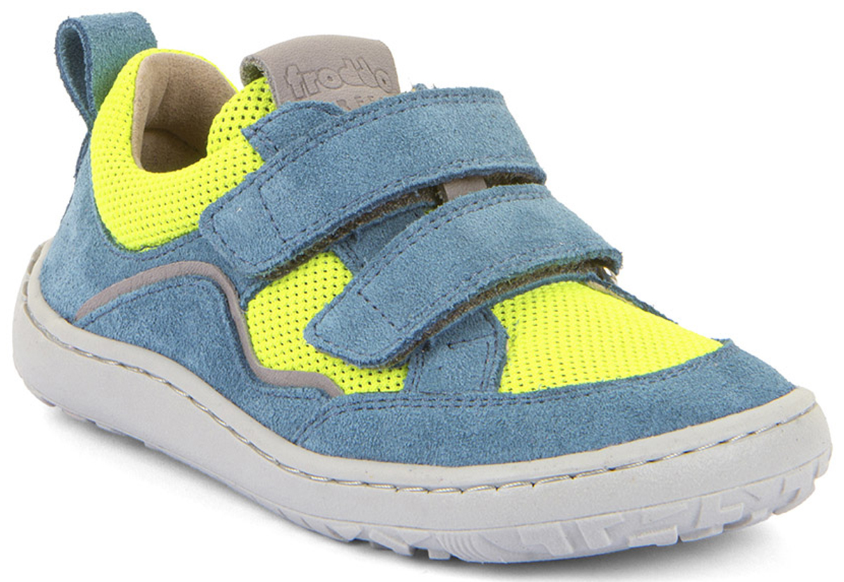Barfußsneaker Leder + Meshbesatz Doppelklett * Froddo Barefoot * G3130271 in Jeans / Lemon