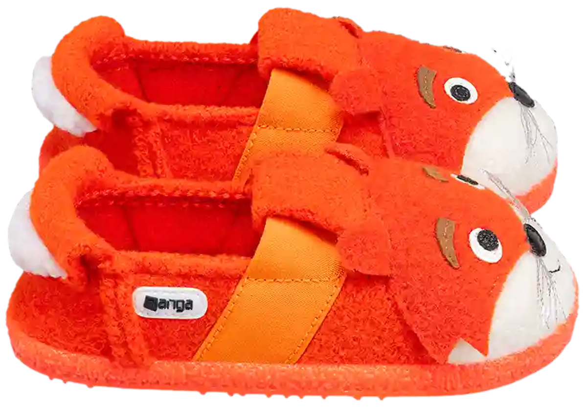 Schlupf - Hausschuhe aus Wolle, TPR Sohle von NANGA in Orange Modell * FOX / Fuchs 2.0 *