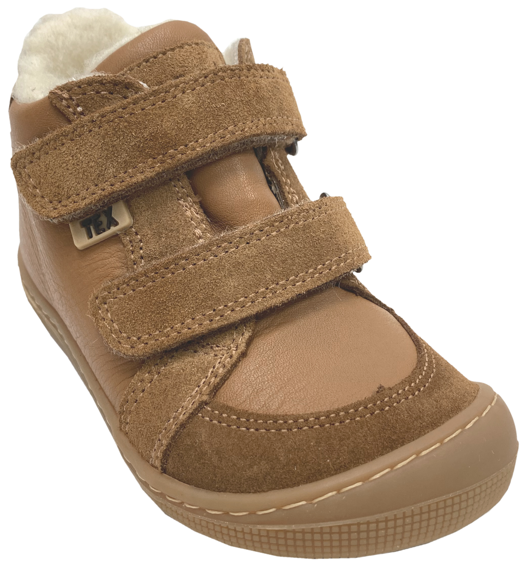 Winterstiefel / Barfußschuhe Nappaleder + TEX+ Schurwolle. in Cognac von KOEL DIMO 07T047.102