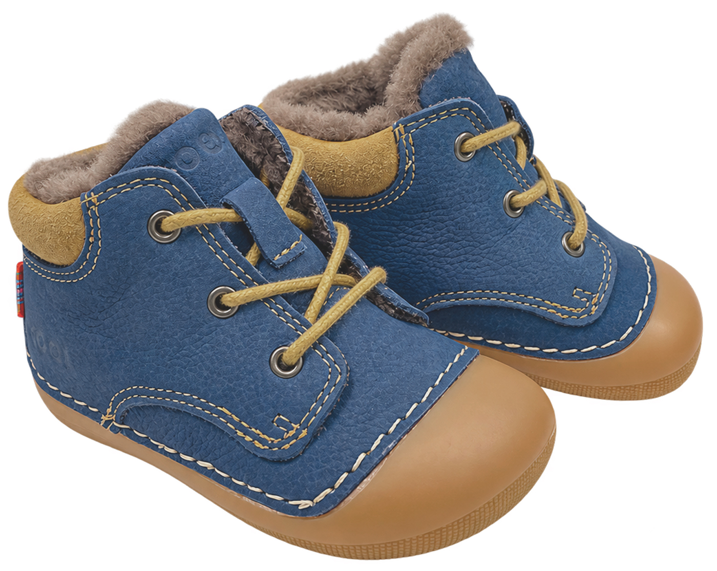 Lammfell gefütterter Barfußschuh aus Hydro Leder Schnürer *KOEL Barefoot AVA * in Jeans 09M004.127