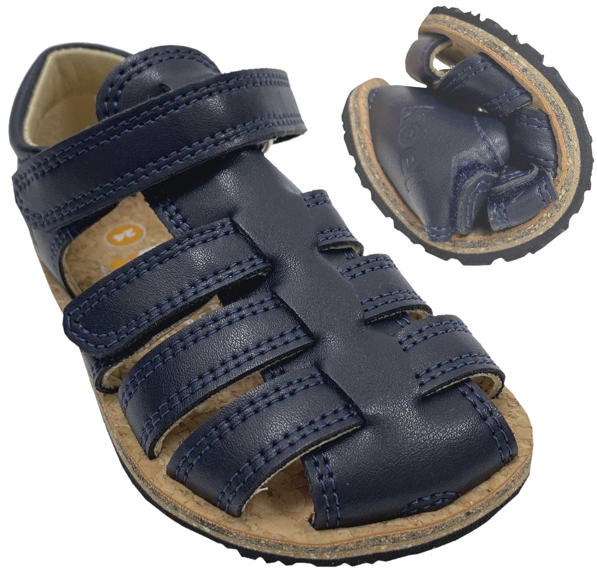 Barfußschuhe / Römersandale Zehen & Fersenschutz, Nappa Leder ARIN in Dark Blue von KOEL 24M008.101