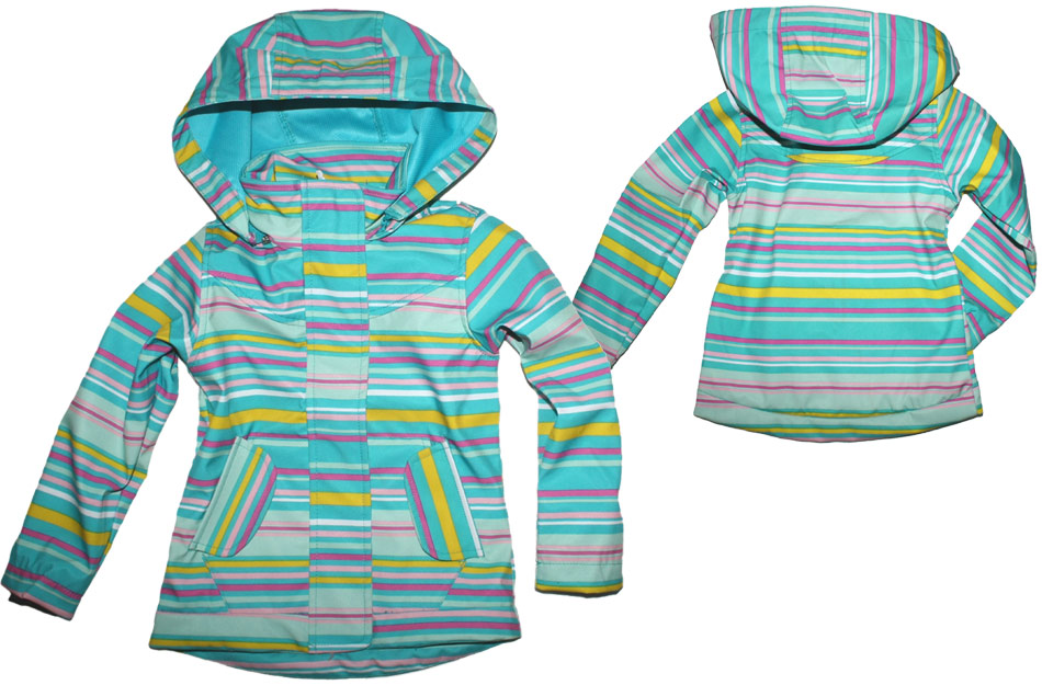 Softshelljacke in Türkis gestreift abnehmbare Kapuze von OUTBURST by NICKEL