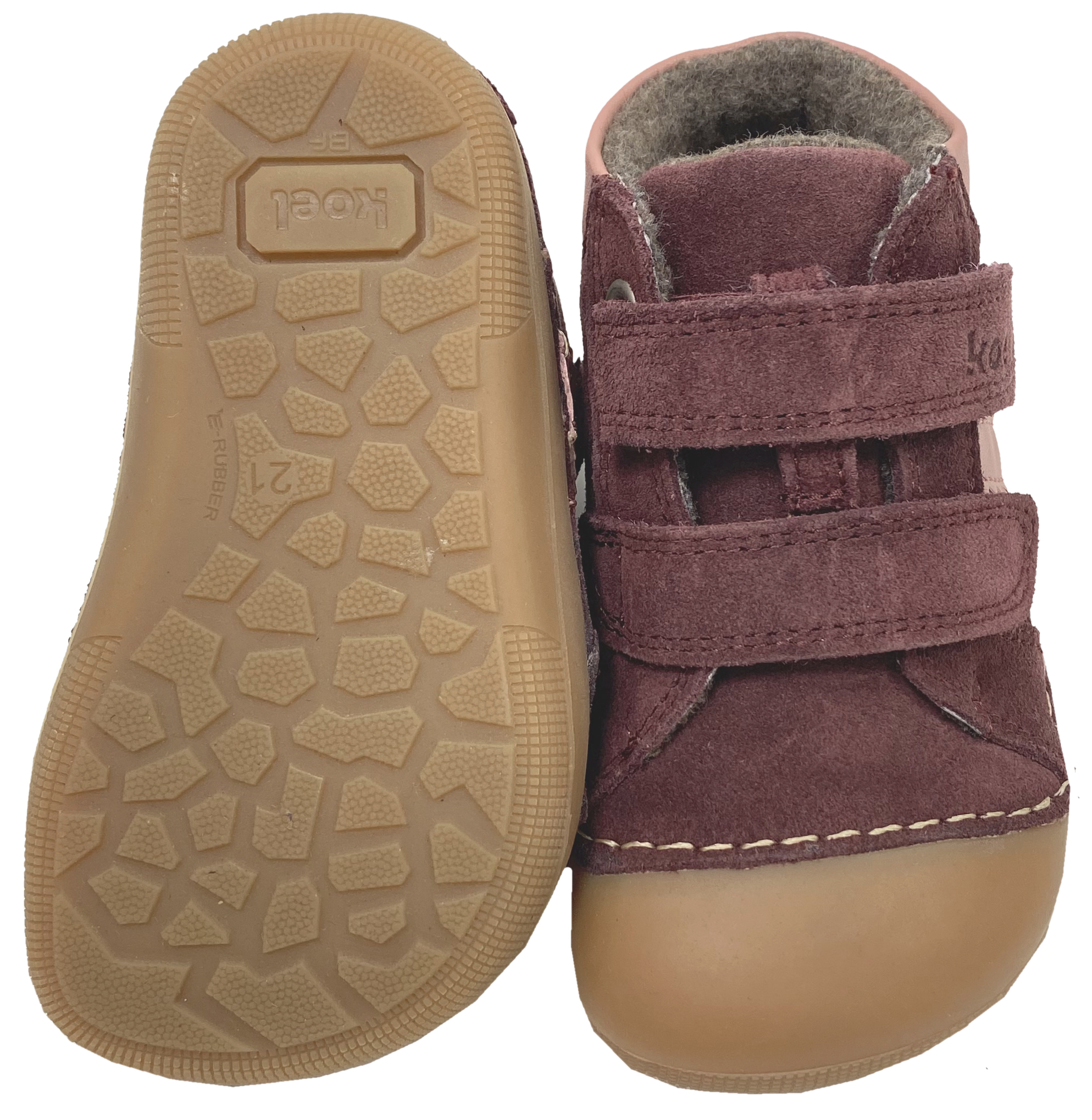 Knautschige Barfußschuhe AUSTIN in Bordeaux Suedeleder & Wollfutter KOEL Barefoot  09M017.305