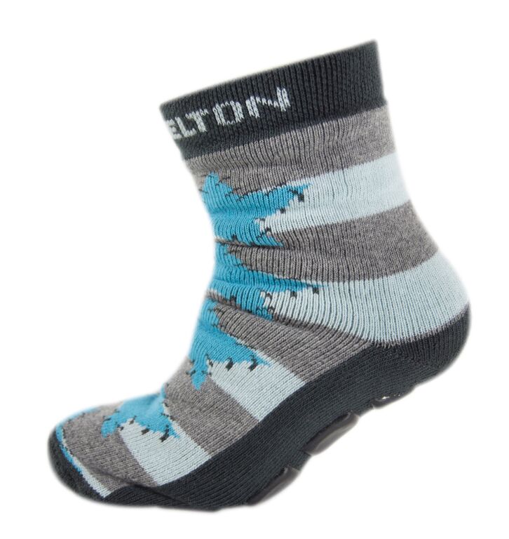 Stoppersocken aus BW Vollfrottee von MELTON * STERN auf Grau / Blau * 210035-189