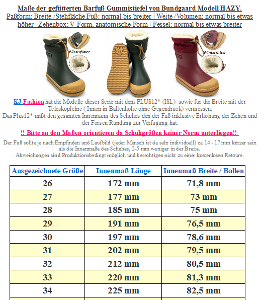 Wintergummistiefel mit Stulpe von BUNDGAARD - Barfußschuhe HAZY in Pinie BG401062
