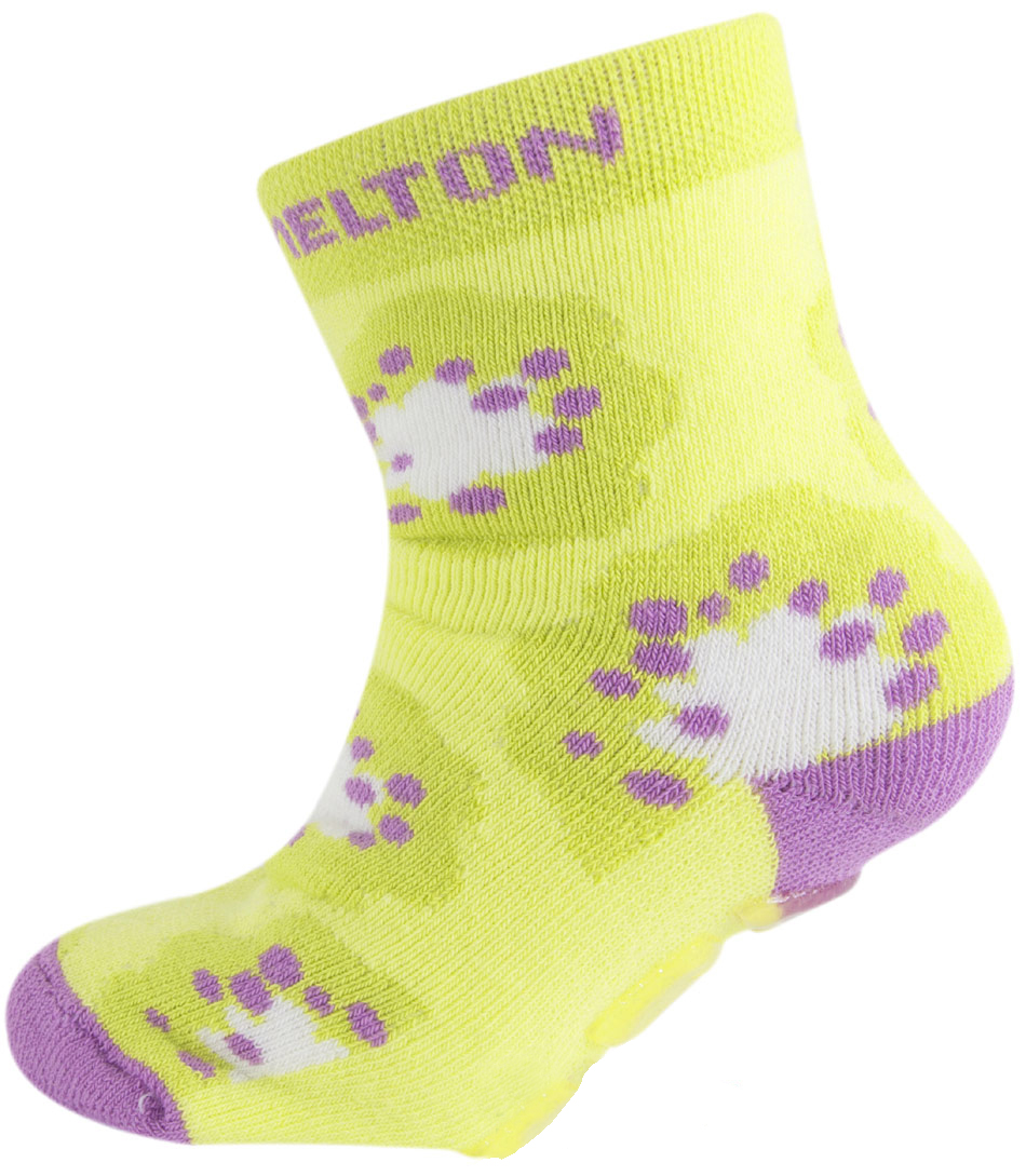 Stoppersocken aus BW Vollfrottee von MELTON * Gelb Flower * 210037-319