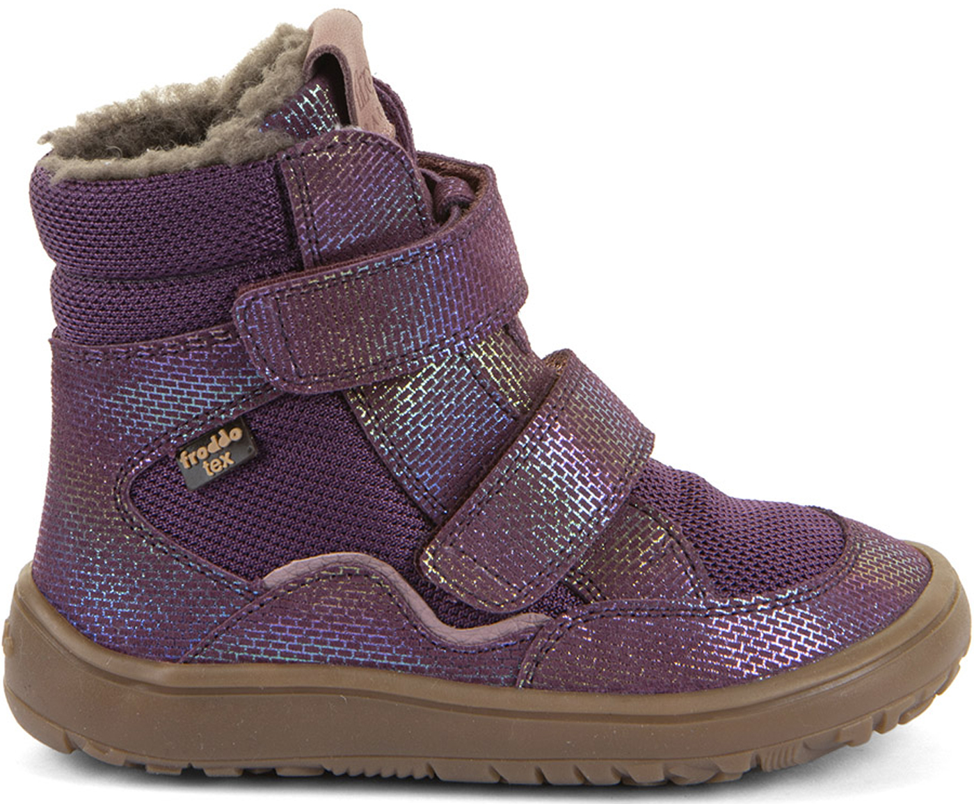 Winterstiefel Leder + Mesh +TEX +Schurwollfutter LILA Glitzer FRODDO Barefoot G3160247