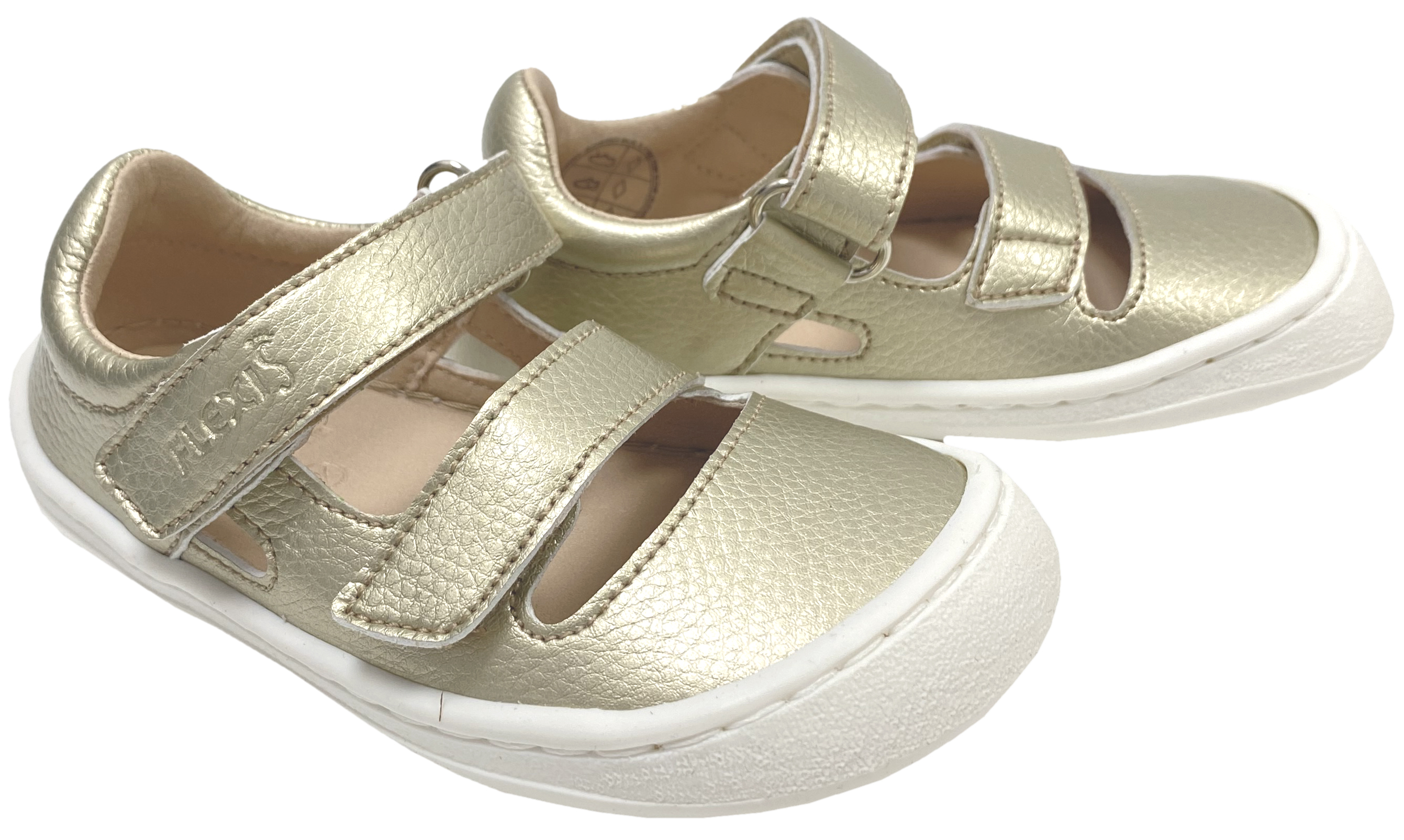 Vegane Halbsandale / Barfußschuhe in Gold Schimmer  von FLEXI Nens Doppelklett 42993