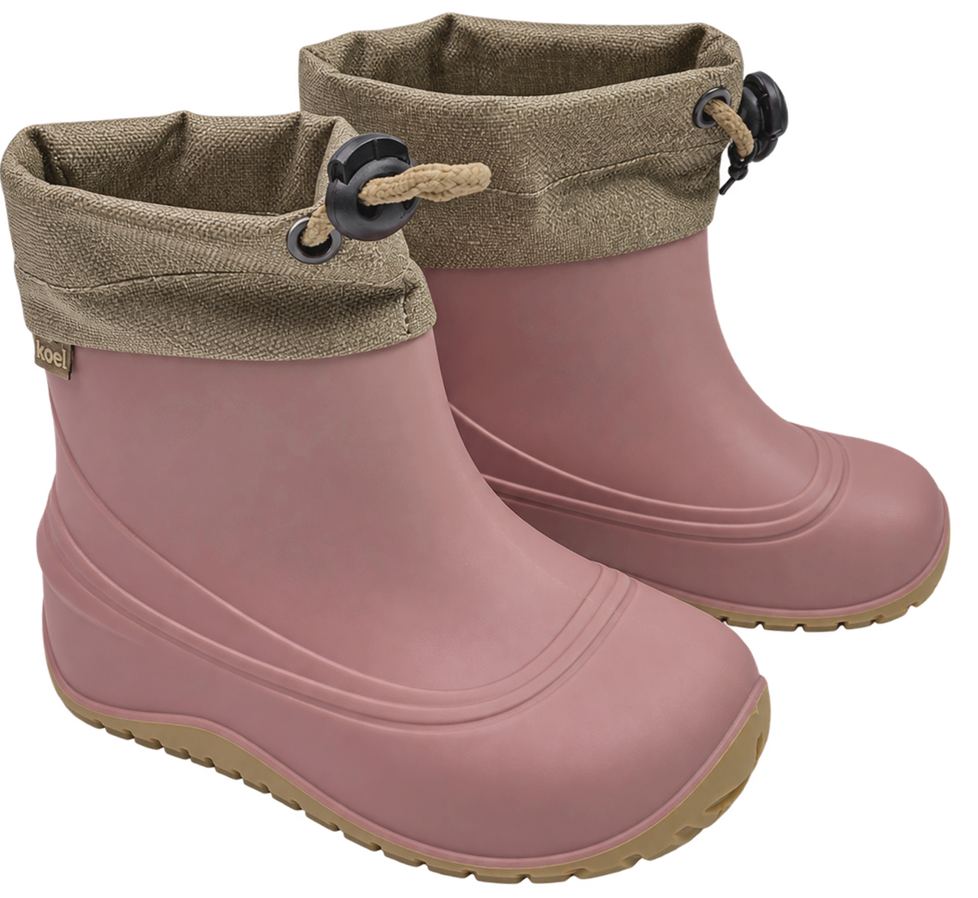Ultra leichter Barfuß Gummistiefel Winterfutter, Kordelstopper am Kragen von LURCHI Polar Barefoot in Rose