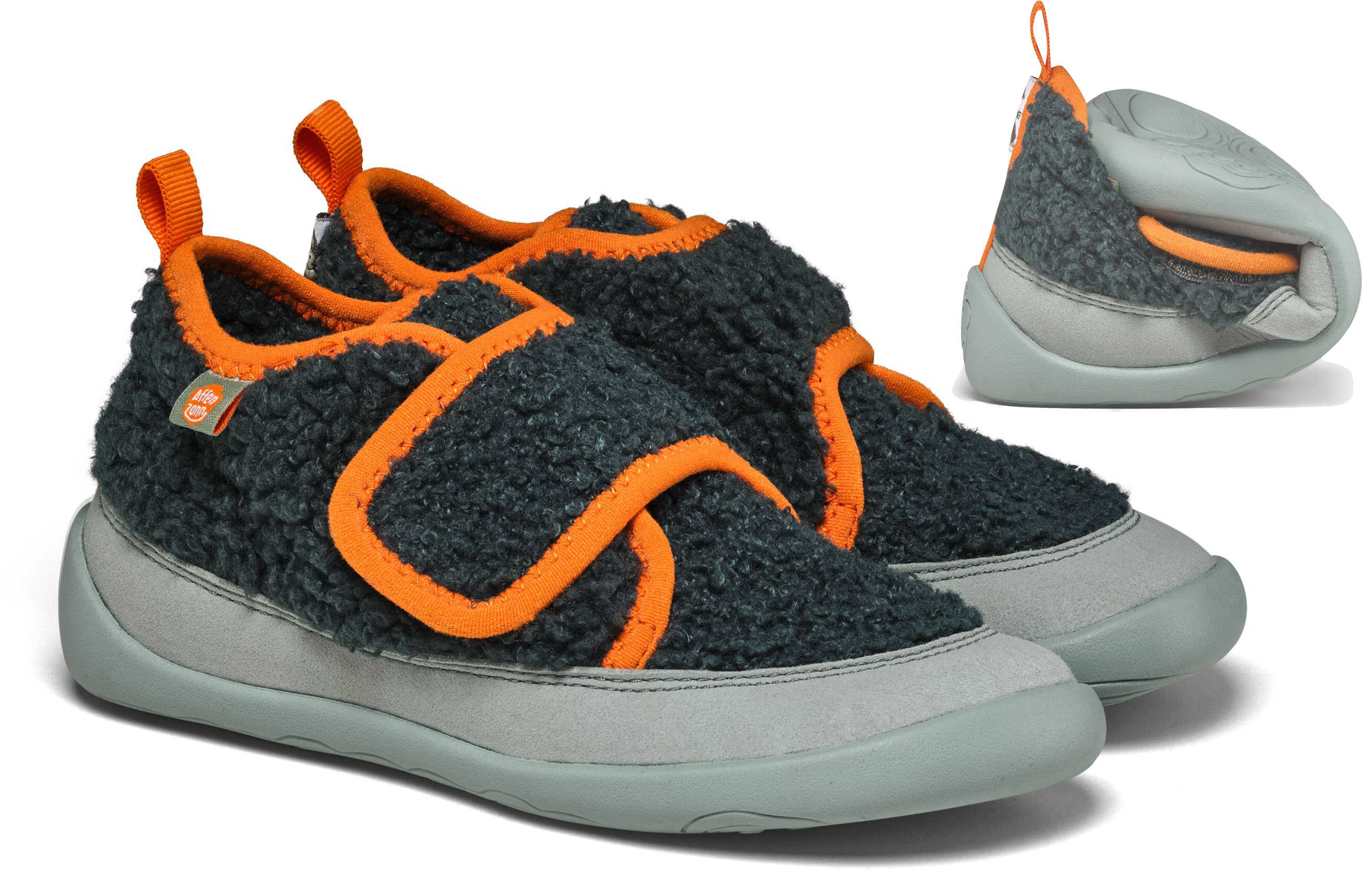 Veganer Hausschuh / Minimalschuhe aus recyceltem Fleece von AFFENZAHN * Bunny in Petrol *
