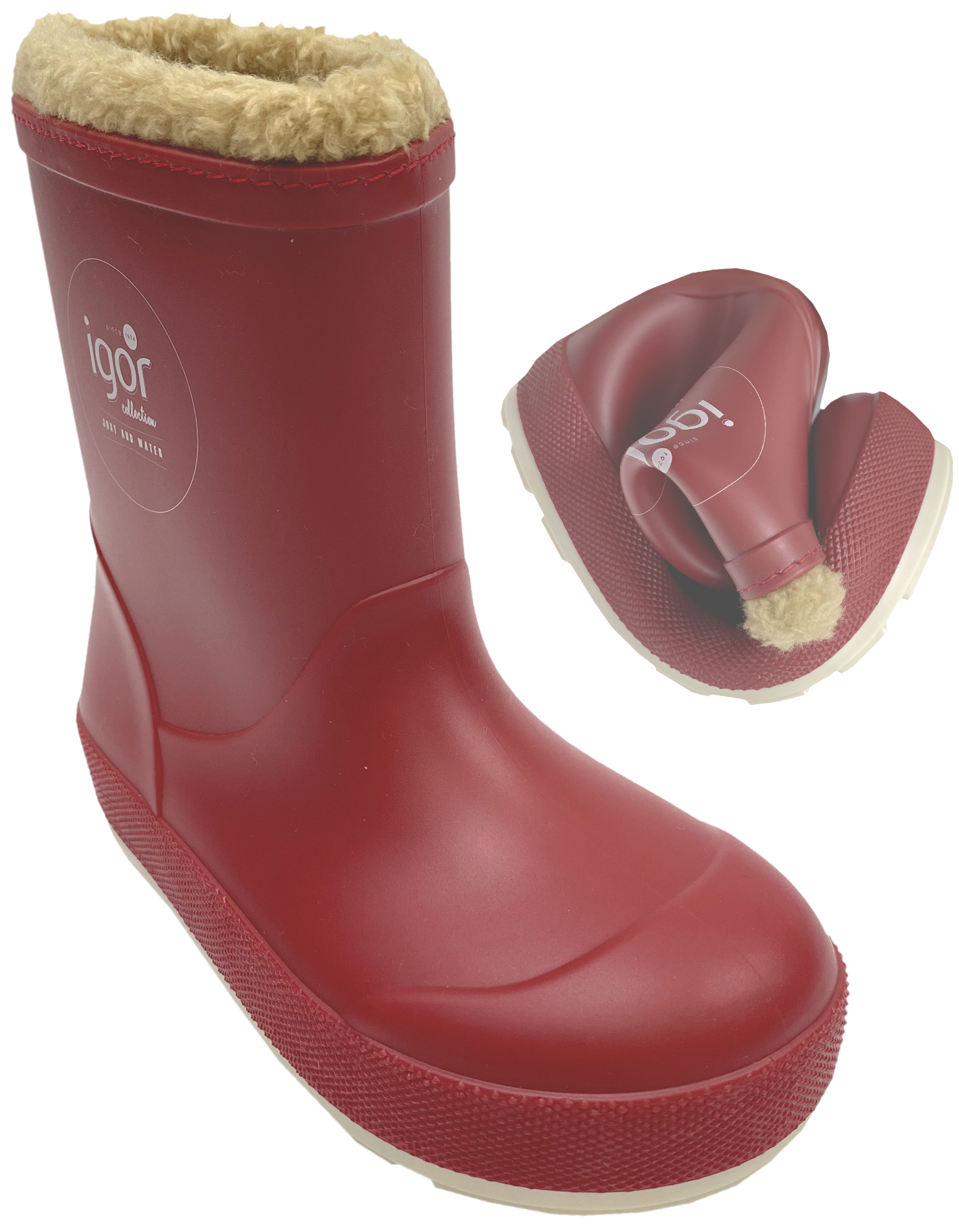 Super leichte & flexible Barfußgummistiefel mit Warmfutter von IGOR aus Spanien Yogi in RED