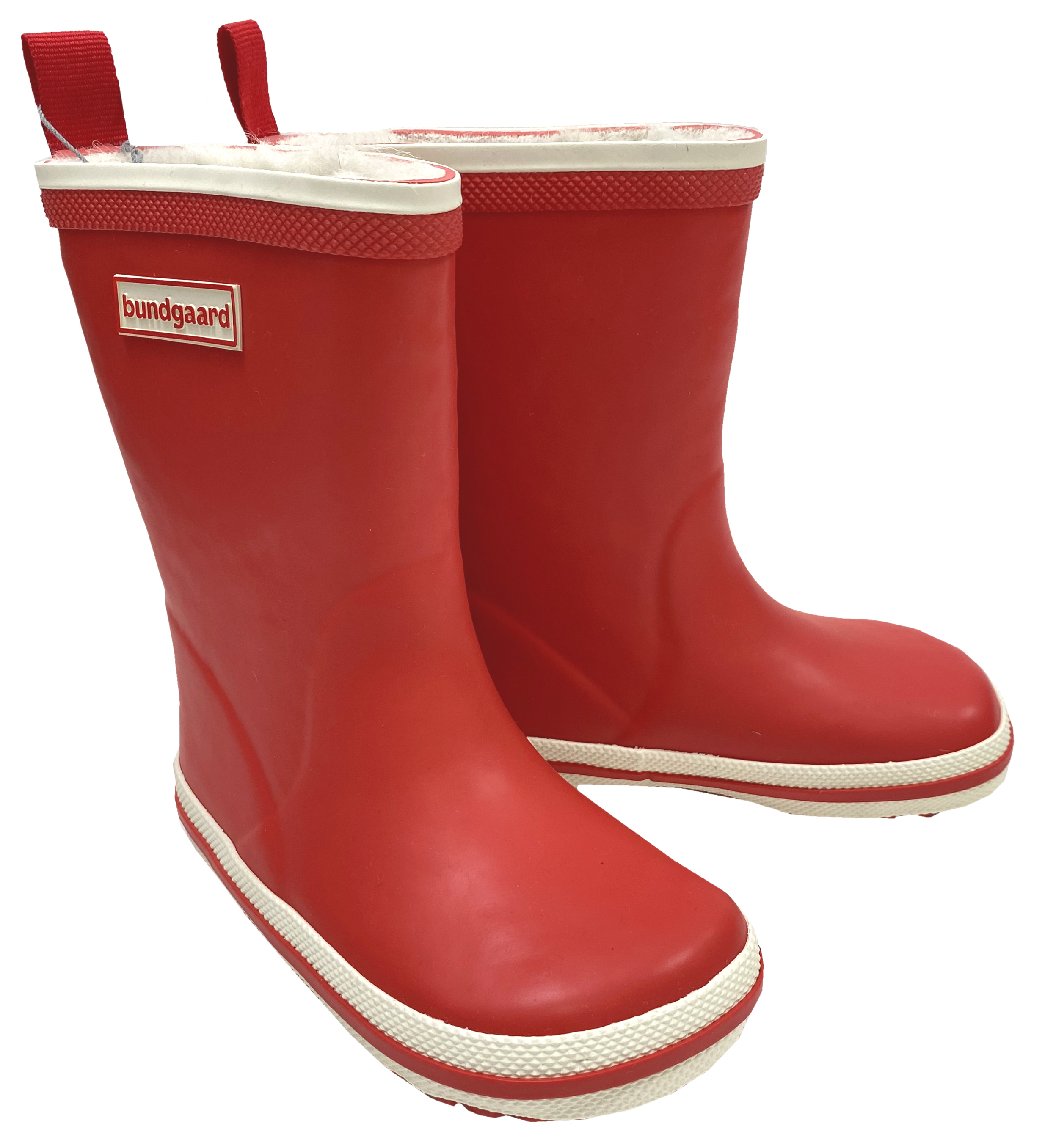 Barfuß Gummistiefel Charly High Warm, Naturgummi +Winterfutter in kräftigem Rot von BUNDGAARD