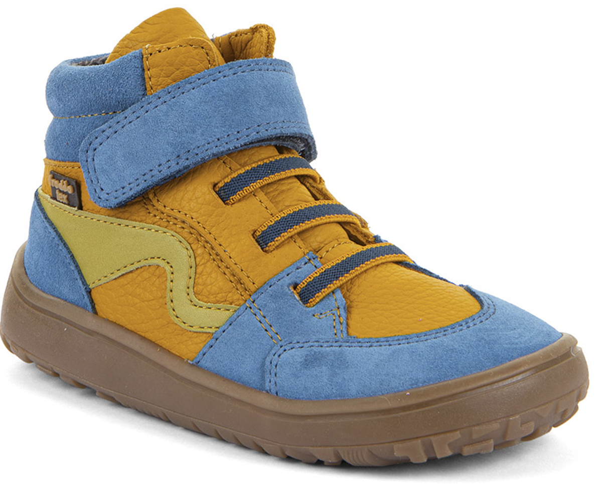 Halbhohe Barfußschuhe, TEX Membran & Textil Futter FRODDO *Barefoot TEX Go * Blue Yellow G3110265