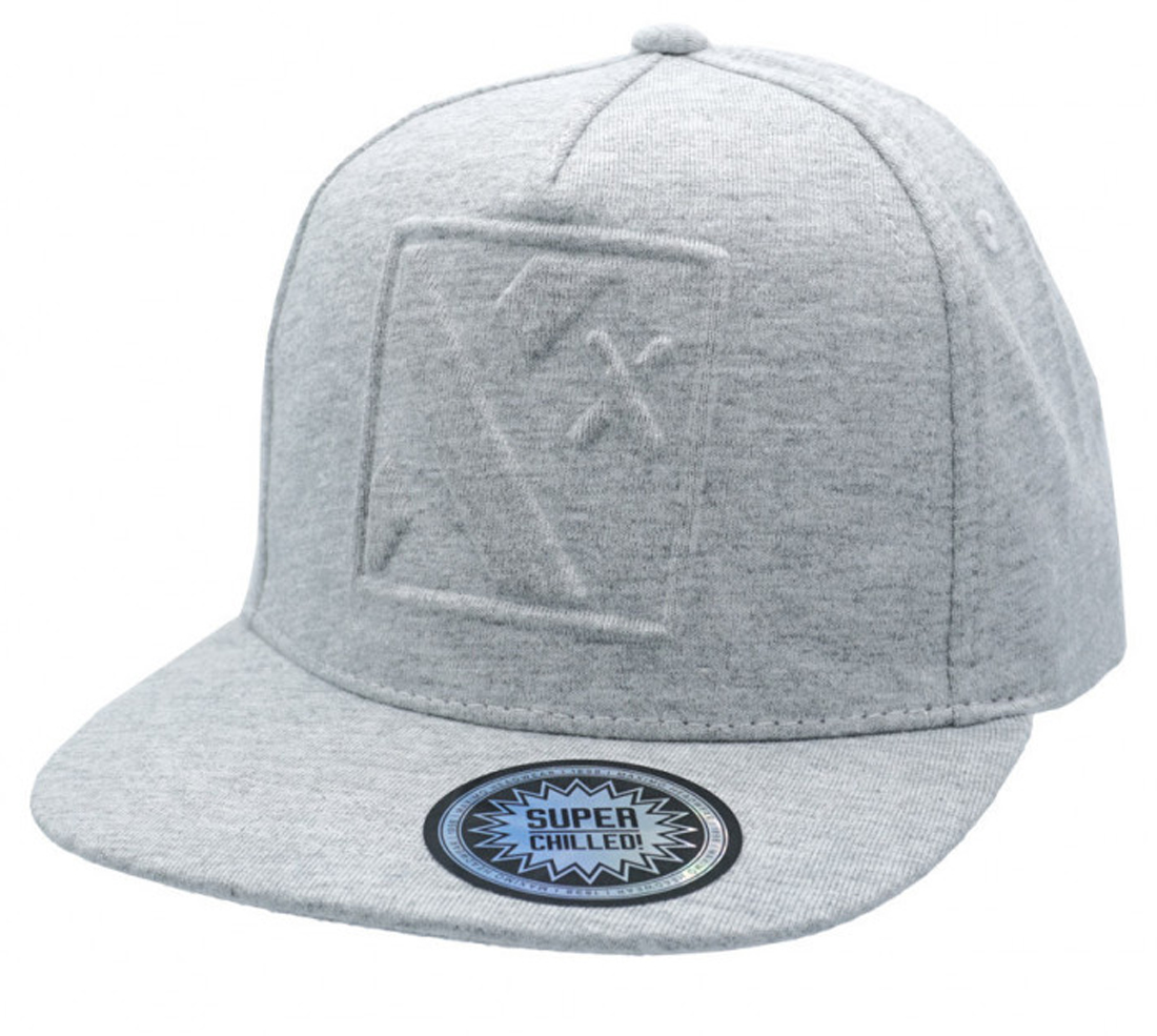 5 Panel Snap Cap mit geradem Schirm + 3D Zeichen in Hellgrau Melange von MAXIMO 959676