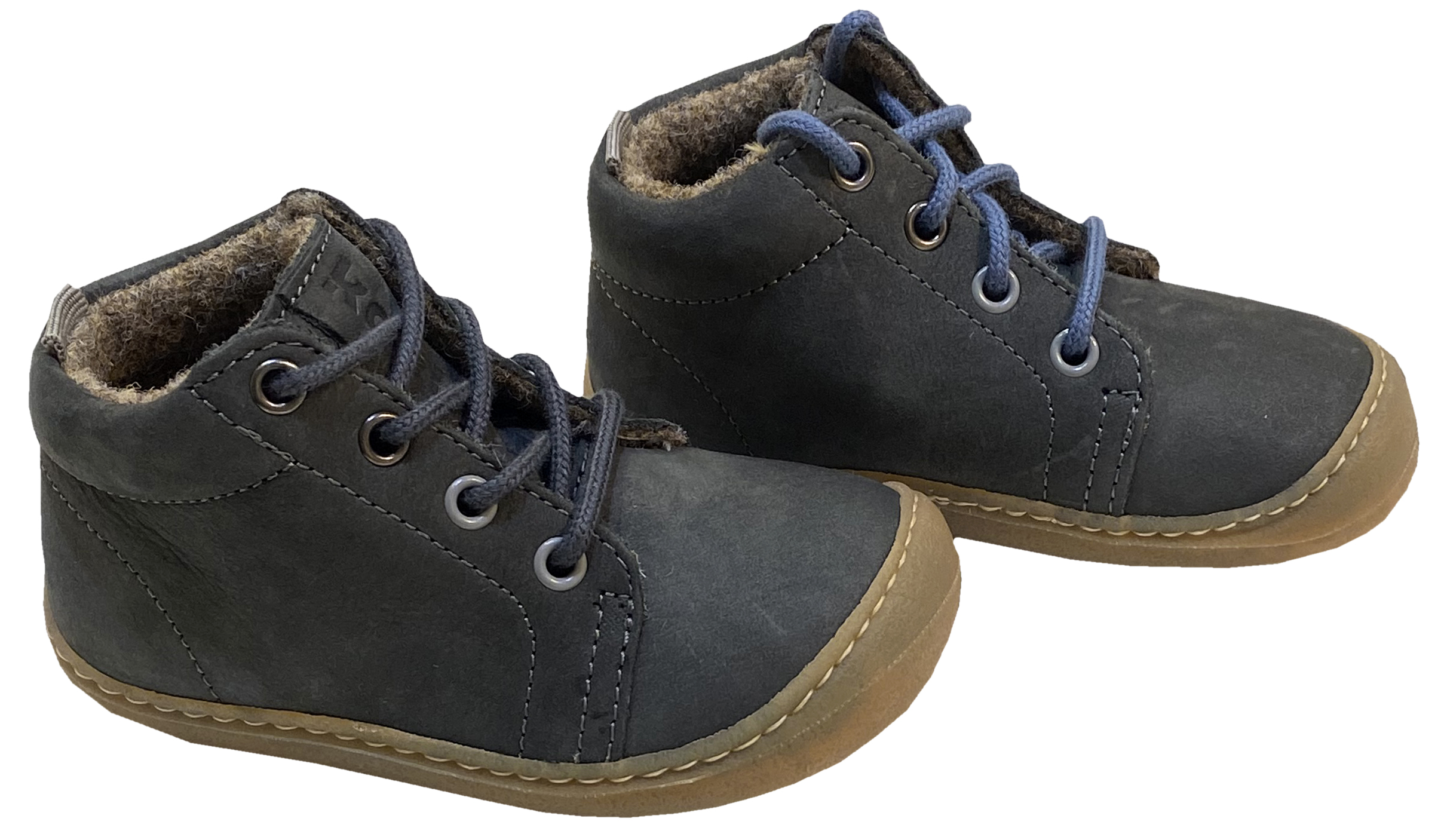 Hydro Lederschuhe Schnürer in Dkl Grau mit Wollfilz Futter Schmale Leiste BEN v. KOEL 06W001.233