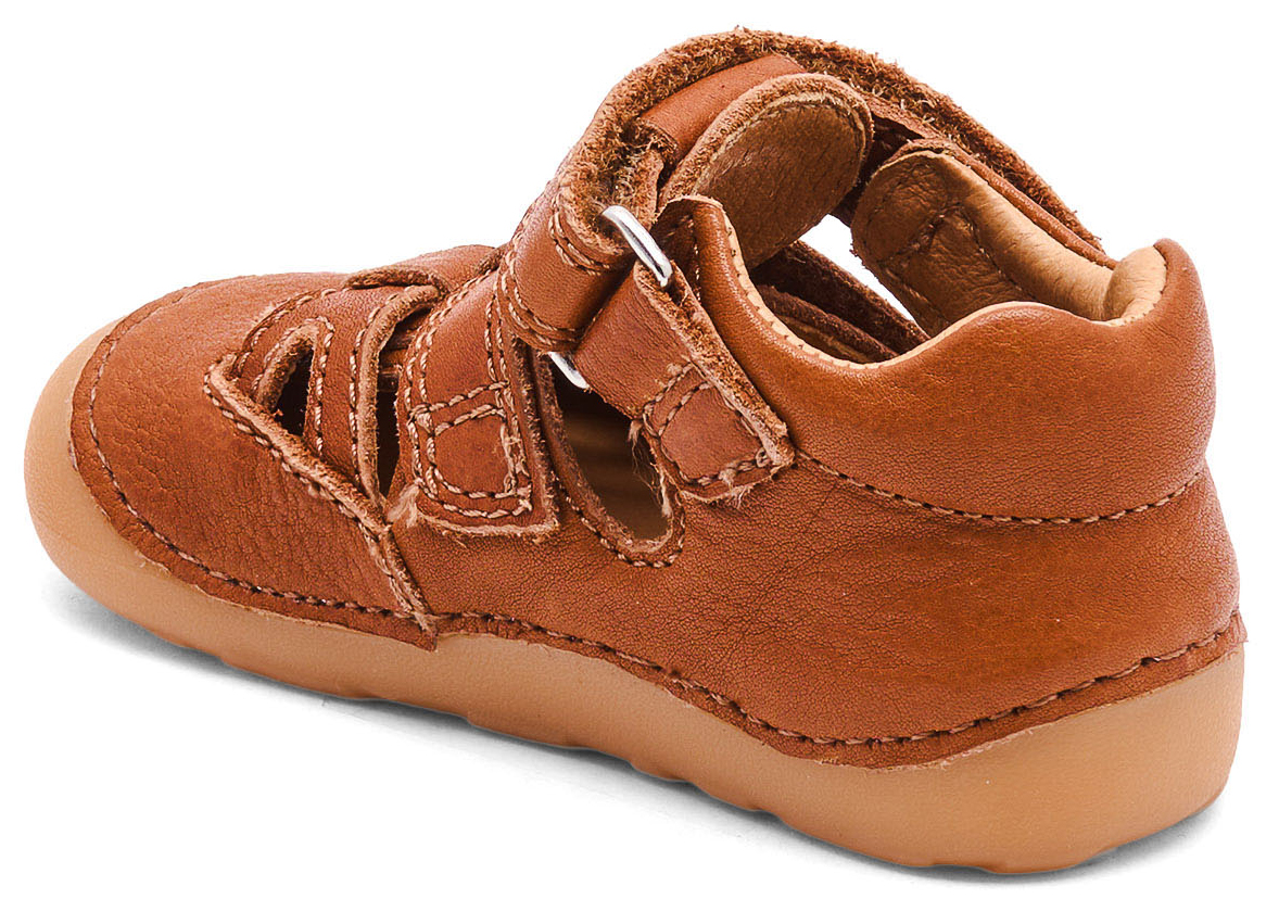 Knautschig weiche Halbsandale aus Leder in Cognac Modell Tate von BISGAARD Barefoot