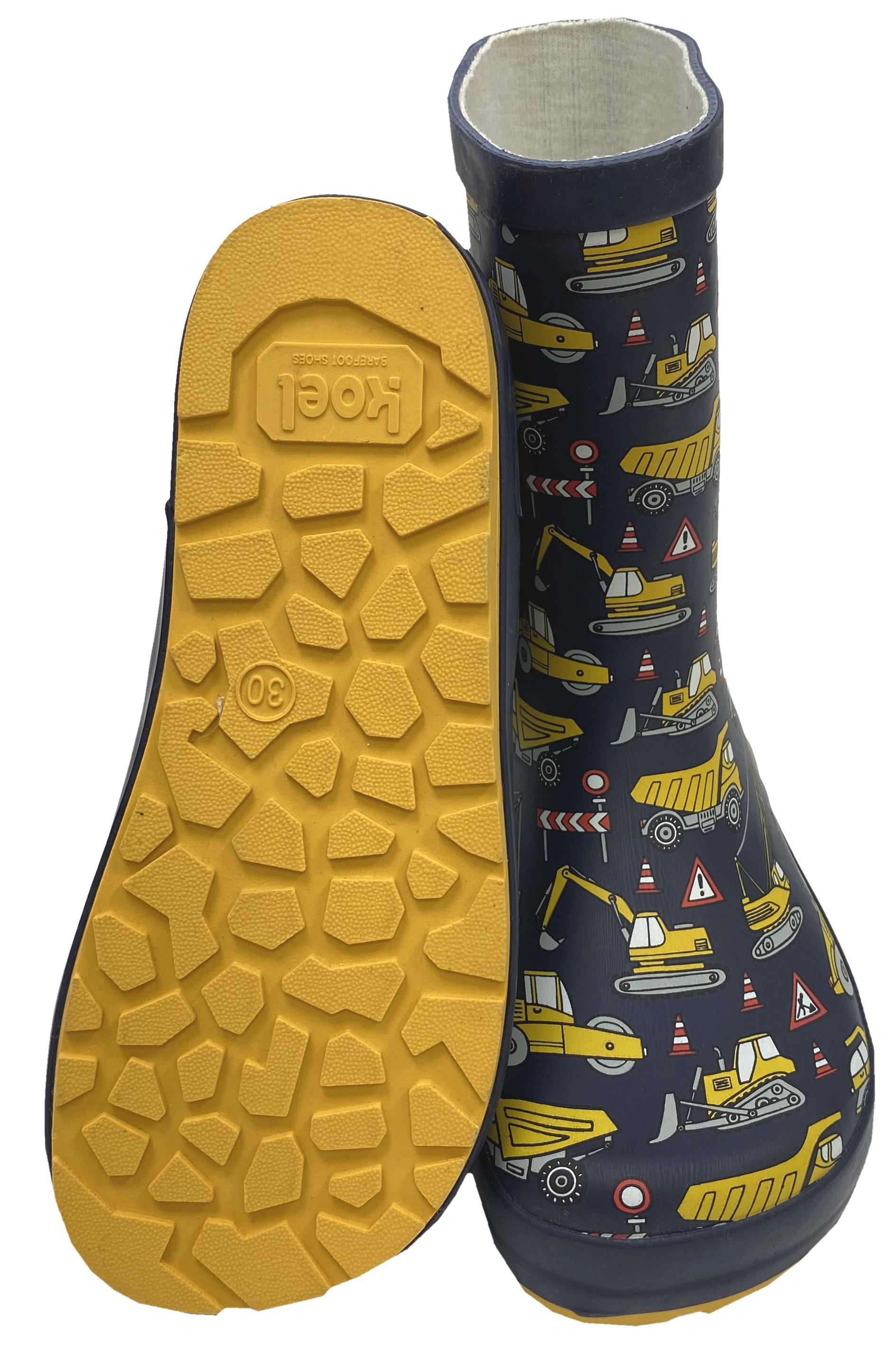 Barfuß Gummistiefel / Wellie, super flexibel, anatomische Zehenbox von KOEL B Ware Tractor Blue