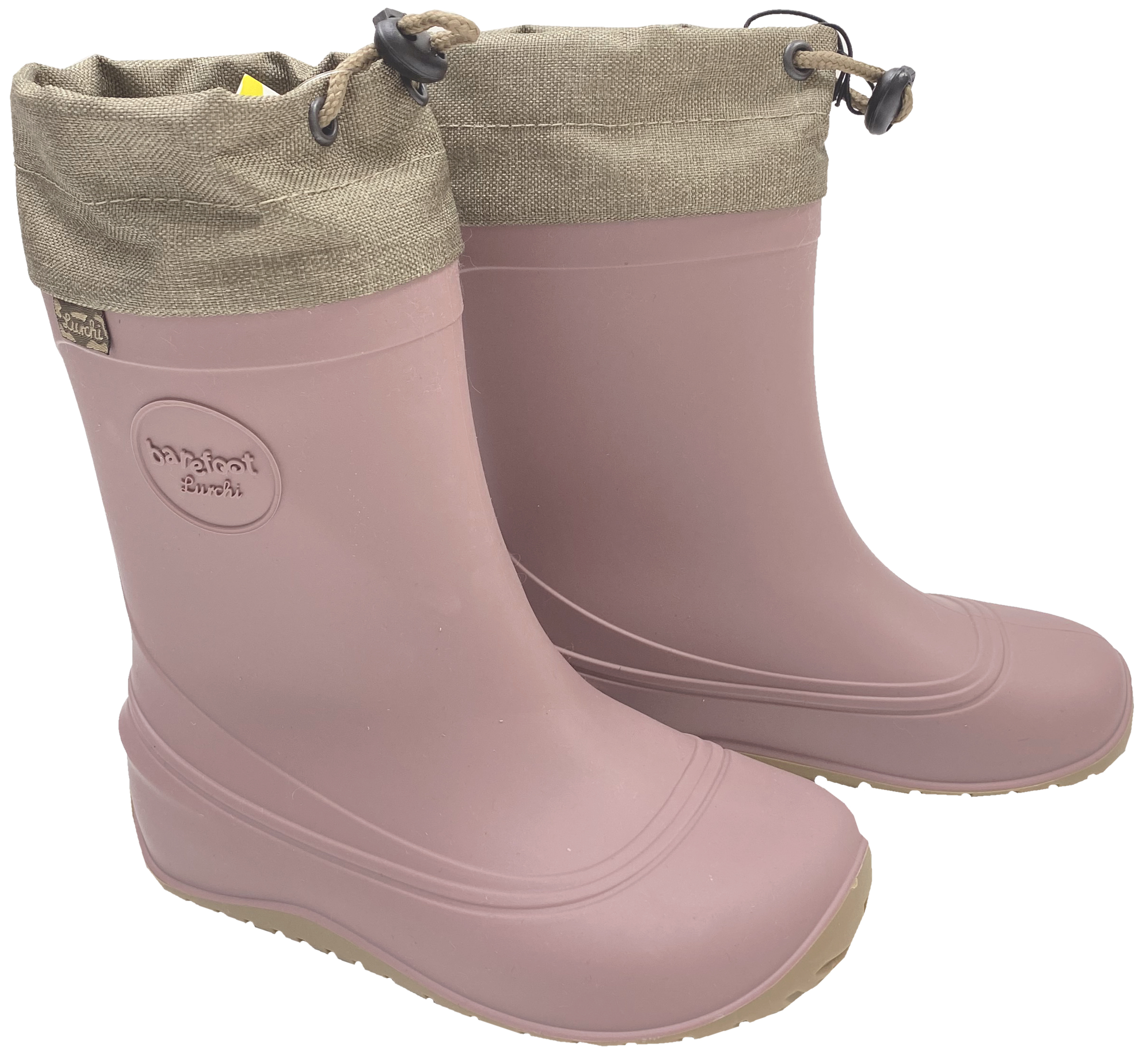 Ultra leichter Barfuß Gummistiefel Winterfutter, Kordelstopper am Kragen von LURCHI PICO Barefoot in Rose
