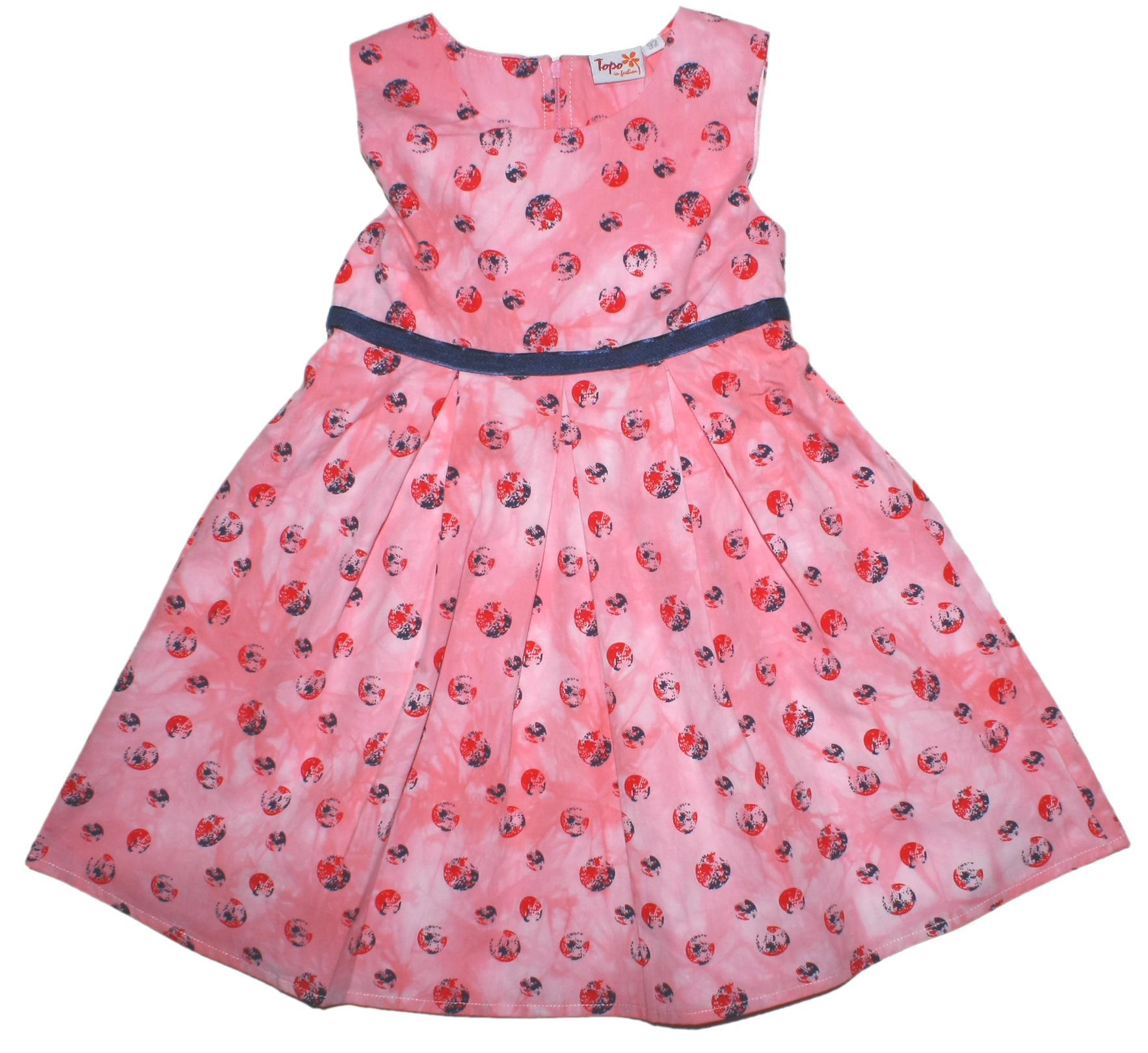 Zauberhaftes Sommerkleid in Pink mit Roten & Blauen Punkten von TOPO in Fashion 212552-803