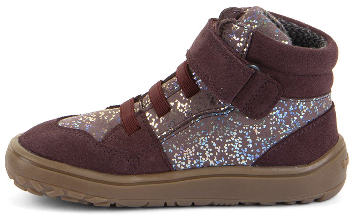 Halbhohe Barfußschuhe, TEX Membran & Textil Futter FRODDO *Barefoot TEX Go * Bordeaux Glitzer G3110265