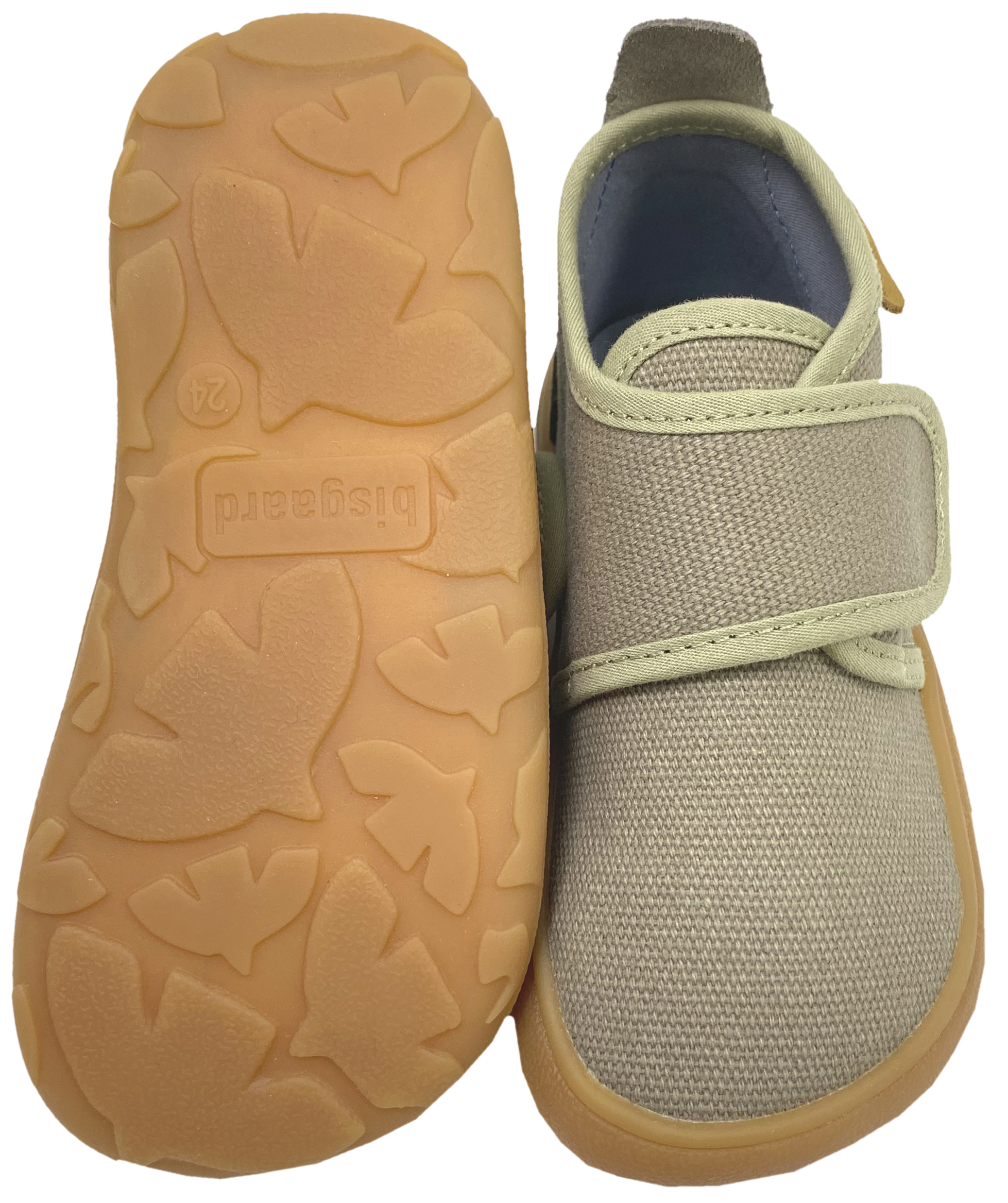 Knautschige Hausschuhe *Pistachio* mit Klett, quer & längs flexible Miinimalsohle BISGAARD Basic