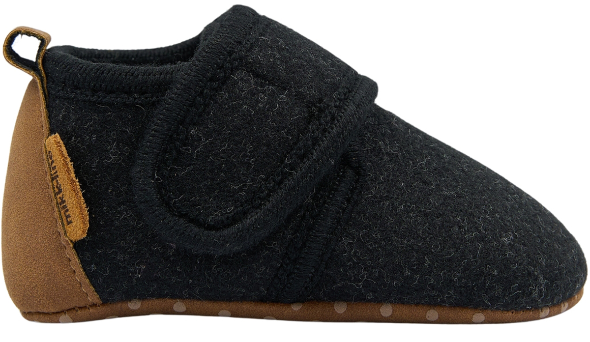 Softe Lauflernschuhe / Hausschuhe aus Filz + Kunstledersohle mit Klett von MIKK LINE in Dark Grey Mel.