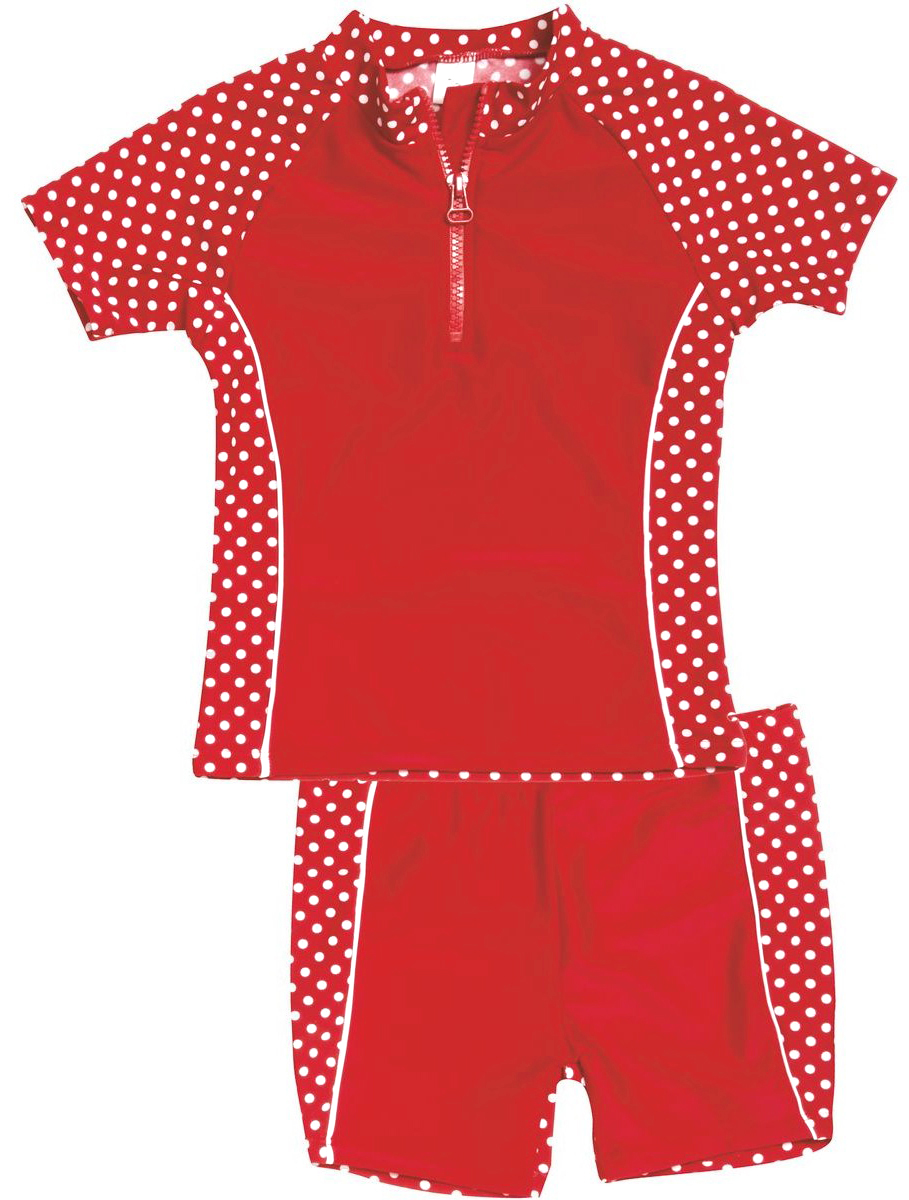 UV Schutz Zweiteiler Rot Weiß gepunktet von PLAYSHOES UV Schutz 50+ 461032