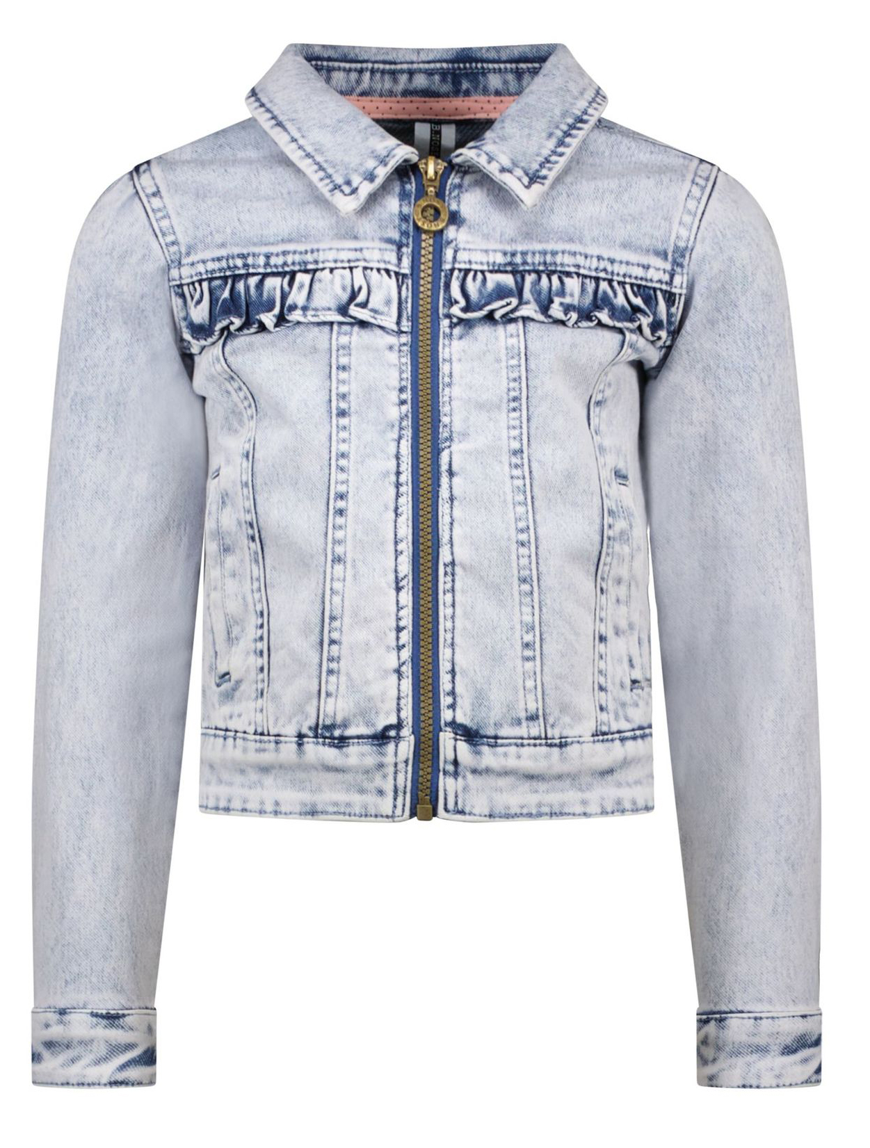 Super stylische Jeansjacke in hellem Blue Bleached mit gerüschter Kante von B.NOSY  5333-185