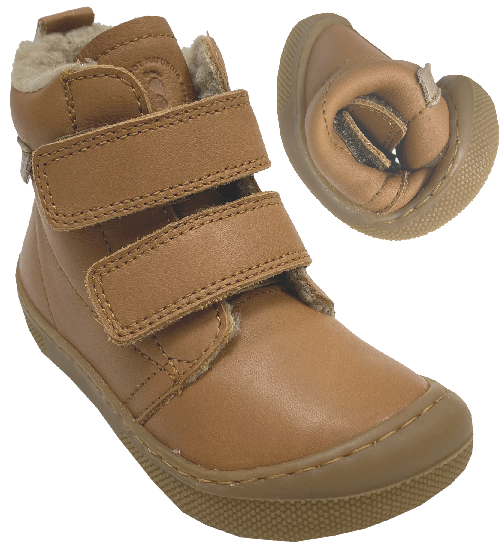 Naturino Barfuß Winterstiefel Nappa Leder *WIGGHI* m. Wollfutter in Cognac