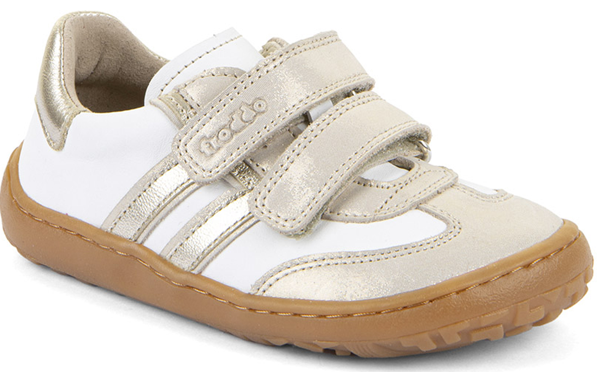 Barfußsneaker aus Leder in Weiß / Gold mit Doppelklett von Froddo Barefoot G3130292 F-Motion