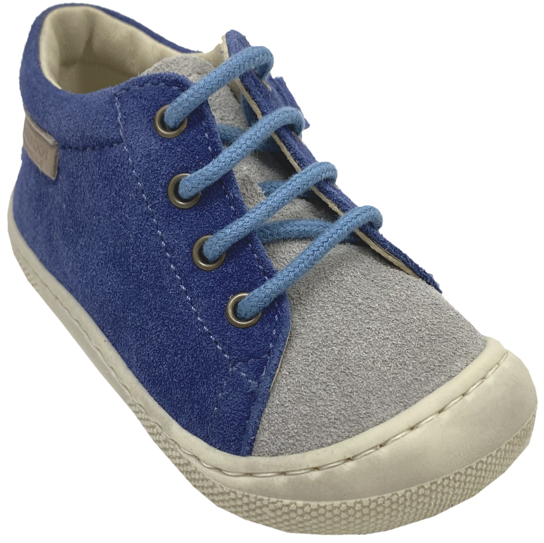 Lederschuhe mit Schnürung & Zipper aus weichem Leder von NATURINO Barefoot * Amur in Grey Azure