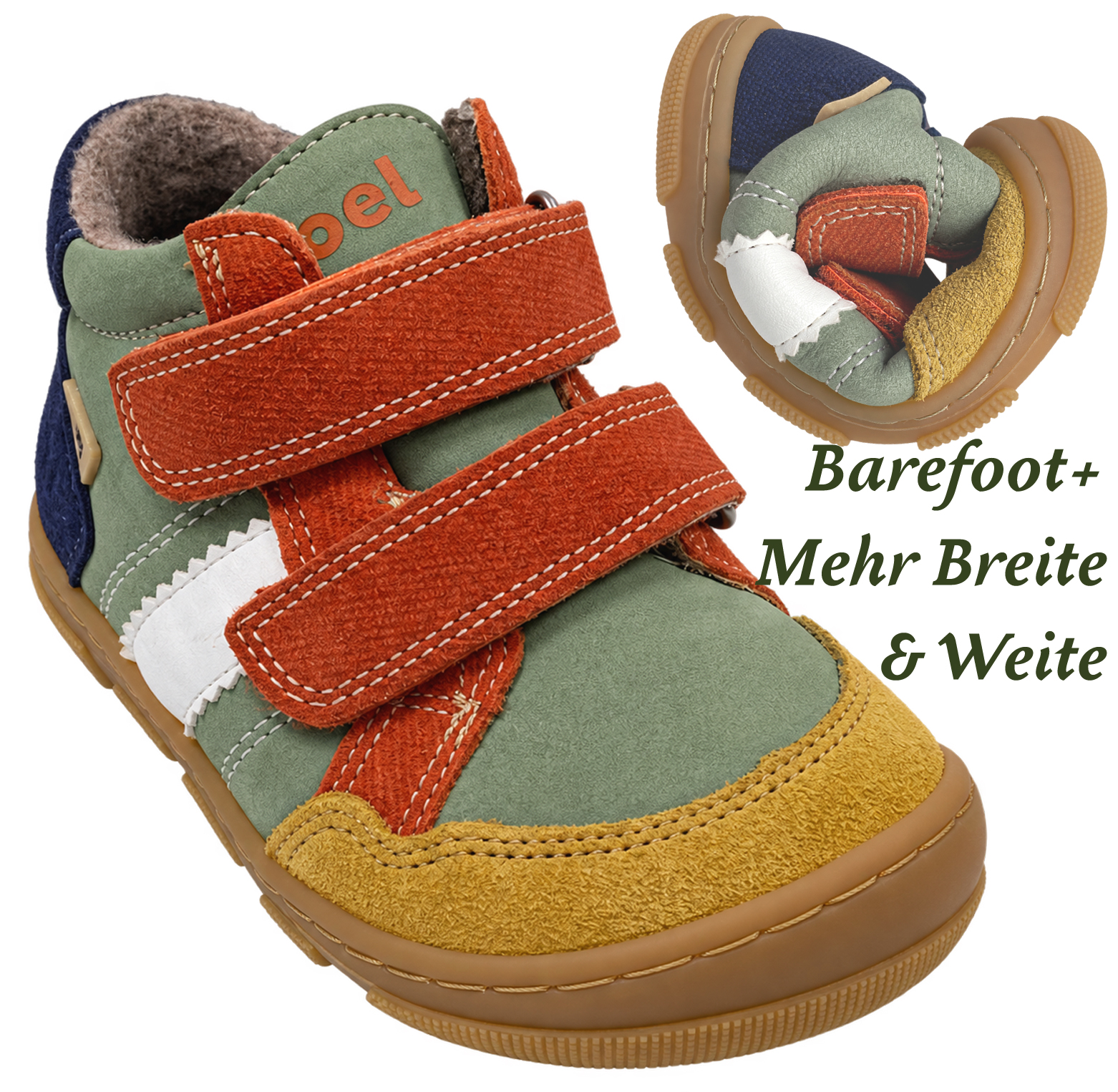Leder Barfußschuhe mit Wollfleece Futter TEX Membran KOEL Barefoot *Kabriel 3.0 Green* Extra Wide 15T008.305