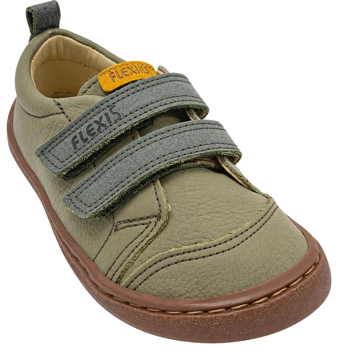 Leder Sneaker / Barfußschuhe von FLEXI NENS in Khaki Grün 9000-R