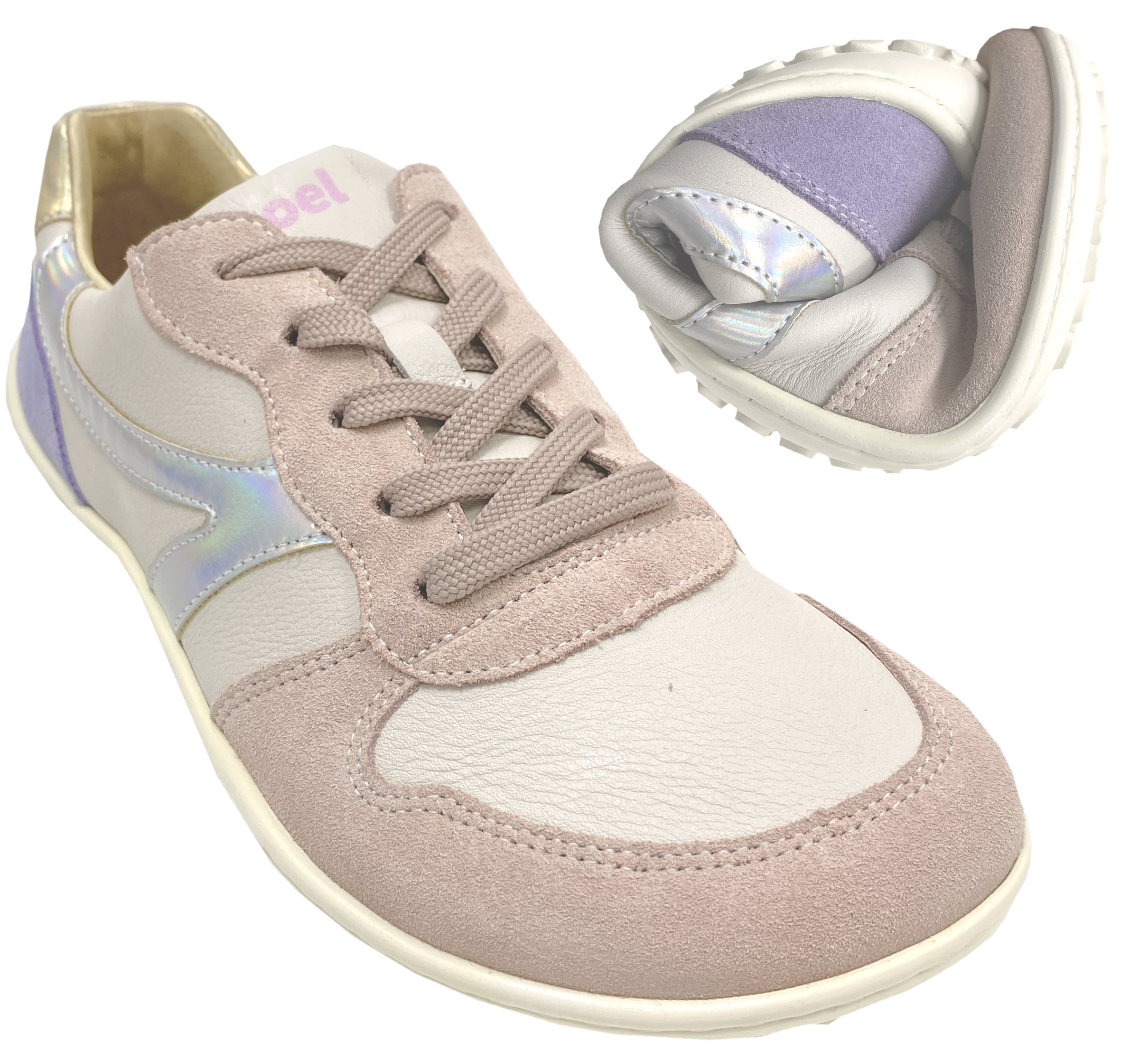 Barfußsneaker aus Leder mit Glitzer Besatz von KOEL Modell IDRIS in White / Pink 25L055.301