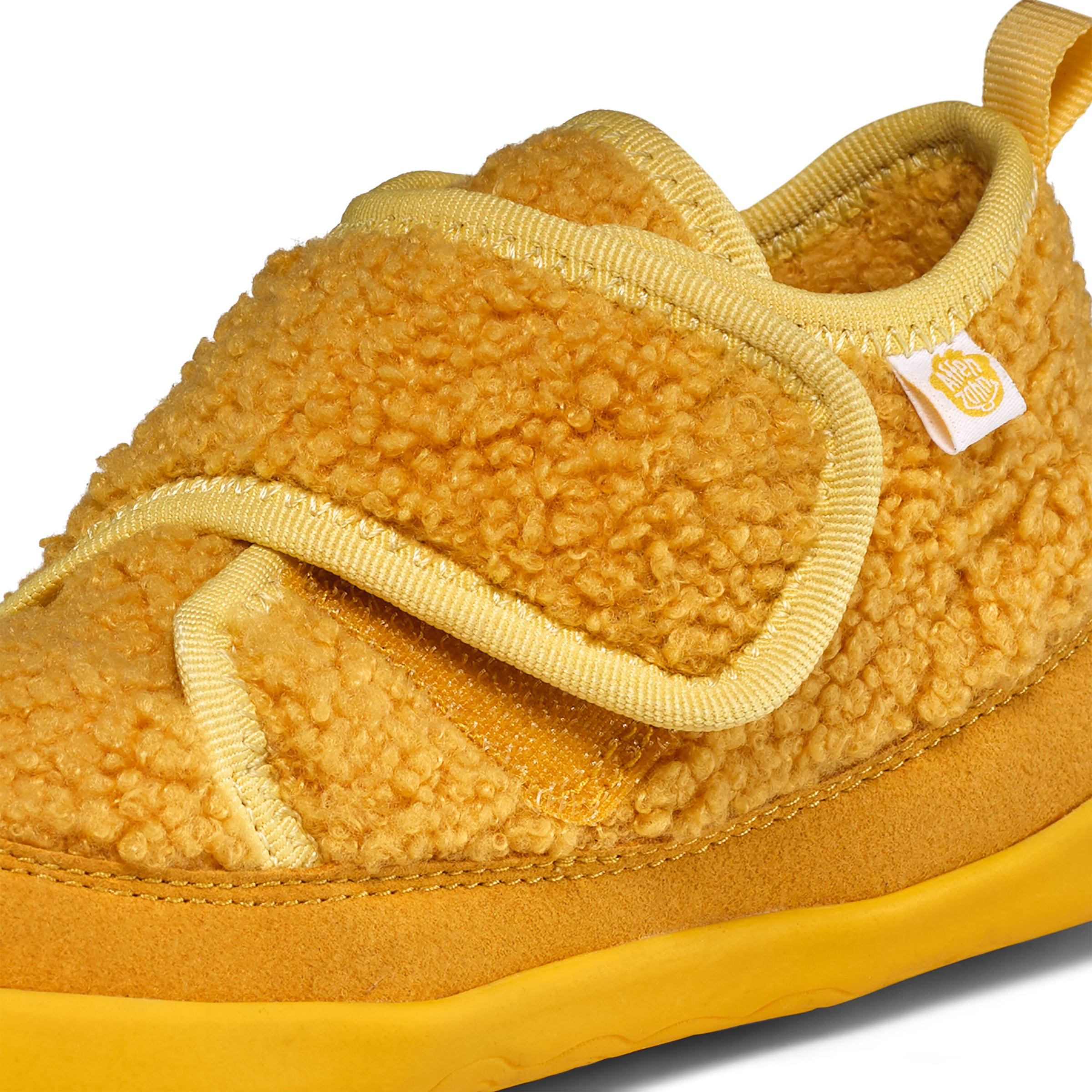 Veganer Hausschuh / Minimalschuhe aus recyceltem Fleece von AFFENZAHN * TIGER in Gelb *