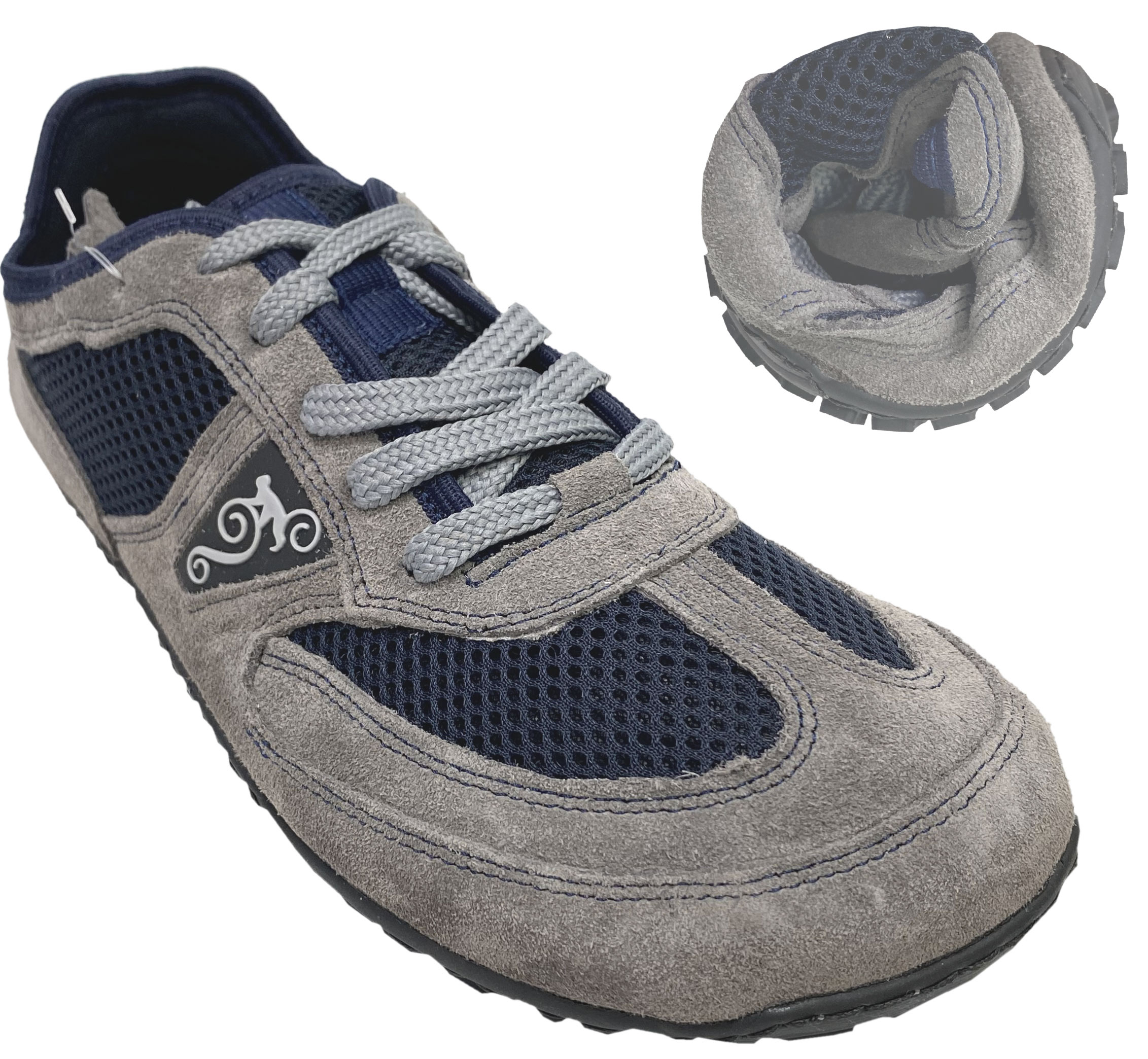 Flexible & leichte Barfußschuhe, Leder & Mesh in Grau Navy v. MAGICAL SHOES , EXPLORER 2.0